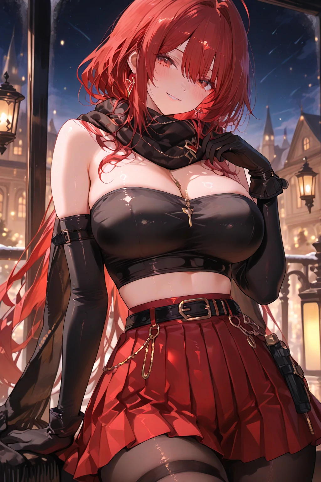 A beautiful and ???? peasant woman dress like a tavern wench, beautiful aquiline face detail, bright light eyes, full luscious lips, ???? eyeliner and eyeshadow, flirty smile, mischievous glint in her eye, detailed tiny perky cleavage, perfect legs, lithe body, wonderful and innocent energy, adventurous spirit, Lucious red hair, atmospheric fog, ambient light, rim light, a small medieval village, an overgrown forest, ???? dancing and twirling,
 sultry look, seductive
