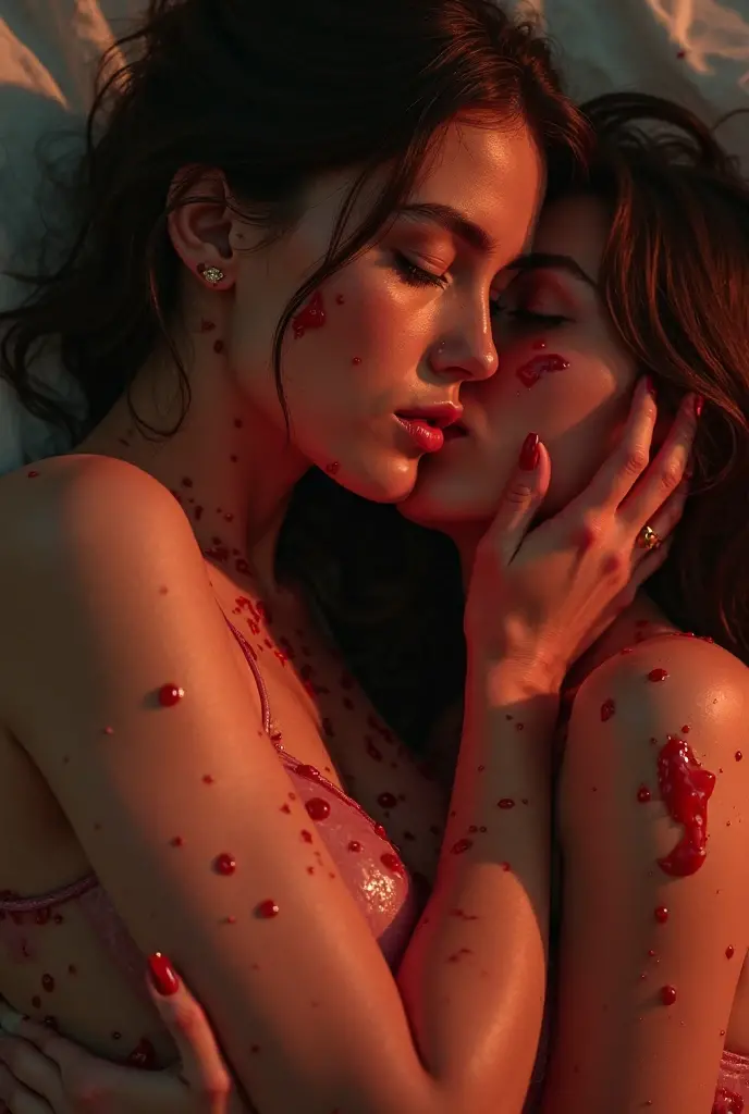 Woman fighting blood everywhere in a bar full of men making out 