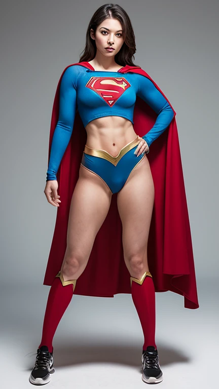 No background、(((Beautiful legs in black tights.)))、(((Legally express the beauty of your smile)))、((((Make the most of your original images)))、(((Supergirl Costume)))、(((Beautiful very short hair)))、(((suffering)))、(((Please wear black tights....、Wear red boots)))、((Best image quality、8K))、((Highest quality、8K、masterpiece:1.3))、(((Preserve background )))、Sharp focus:1.2、Beautiful woman with perfect figure:1.4、Slim Abs:1.2、Wet body:1.5、Highly detailed face and skin texture、8K