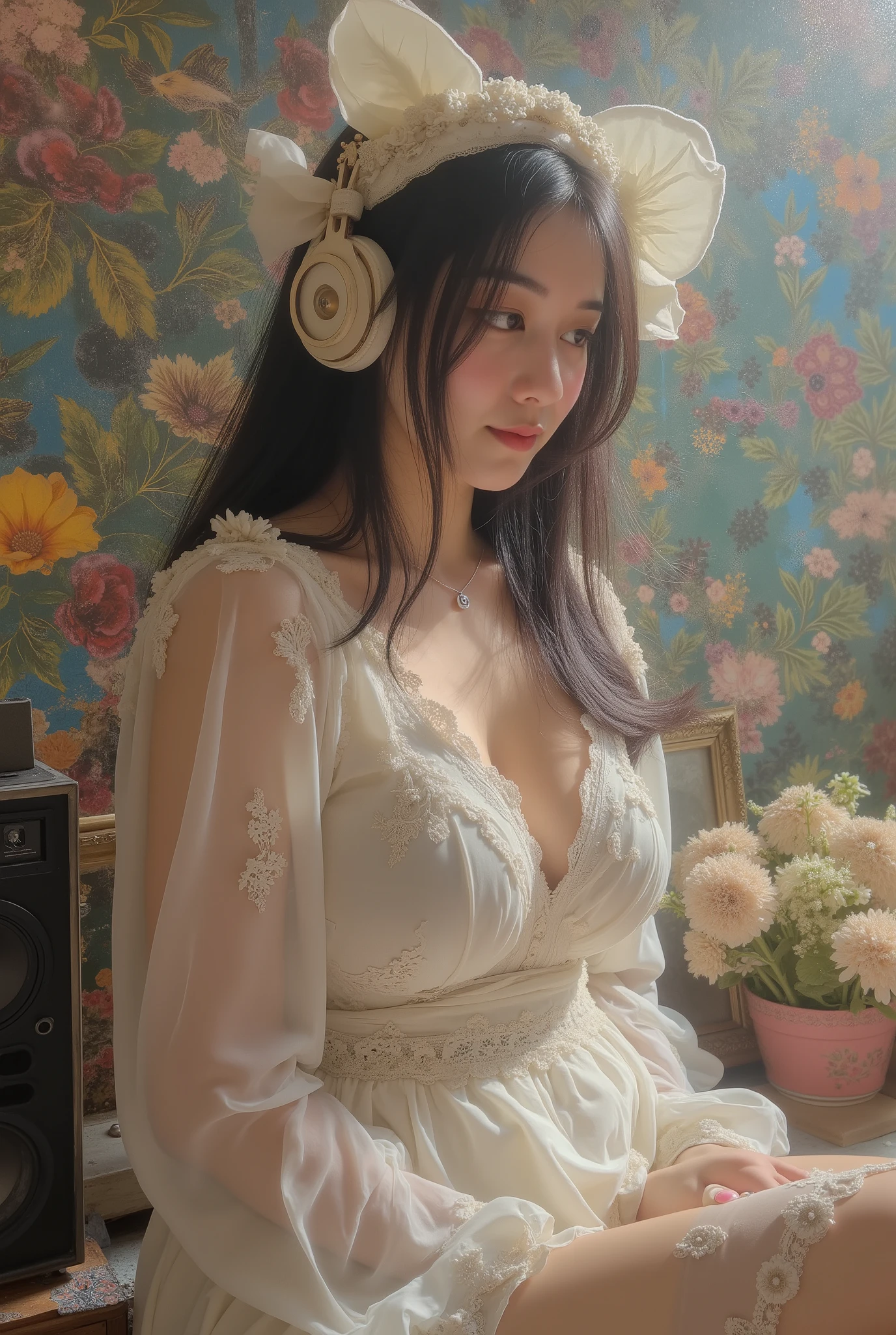 Beautiful woman said , Music is like a beat in my heart, rj.. so whatever I feel, he will definitely know and take me into a slightly colorful world of instruments and lyrics embedded in the music itself.. because I am like a white cloth that always needs color from music, speaker and headphone that i need for flowing the music come to my ear. 