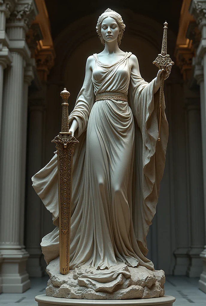 A sculpture of Helen of Troy engaging in a spirited debate with ancient philosophers, surrounded by books and scrolls.,The Iliad,In Greek mythology, Helen of Troy is depicted as the epitome of female beauty and allure. She is typically represented as a woman of great elegance, often with long, flowing hair – usually blonde or golden as per ancient Greek aesthetics. Her eyes are often described as captivating, and her face, perfect and serene. As the most beautiful woman in the world, her countenance is one of grace and magnetism, often depicted adorned in fine clothing and jewellery, fitting her royal status., female