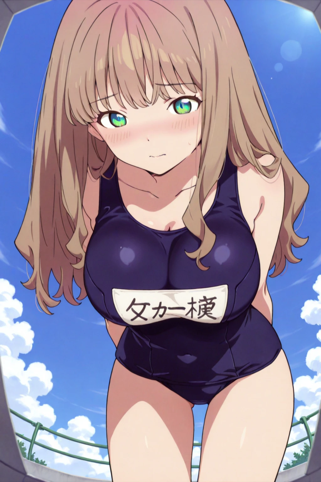 a 23 years old mature woman、(ultra high resolution, 8K RAW photo, photo realistics, weak outline:1.3, clear focus), best qualtiy, natural lighting, field depth, (Bright pupils, detailed beautiful eyes, high detailed face), Red lip, (tight focus:1.2, from below),  posing, seductive smiling, Cinematic lighting, Perfect, High resolution skin:1.2, Realistic skin texture, body tired from sports, a small face、beautiful-makeup、long Hair、dark brown hair, Amazing Cleavage, thin waist, big , Raised , big : 1.2 posed cleavage、(real beautiful ), off shoulders、Sportsbra,( pubric hair magazine cover:1.8), Extreme details, Ultra-realistic materials, narrow waist, (with sparkling eyes and a contagious smile:1.2),looking at Viewer, 