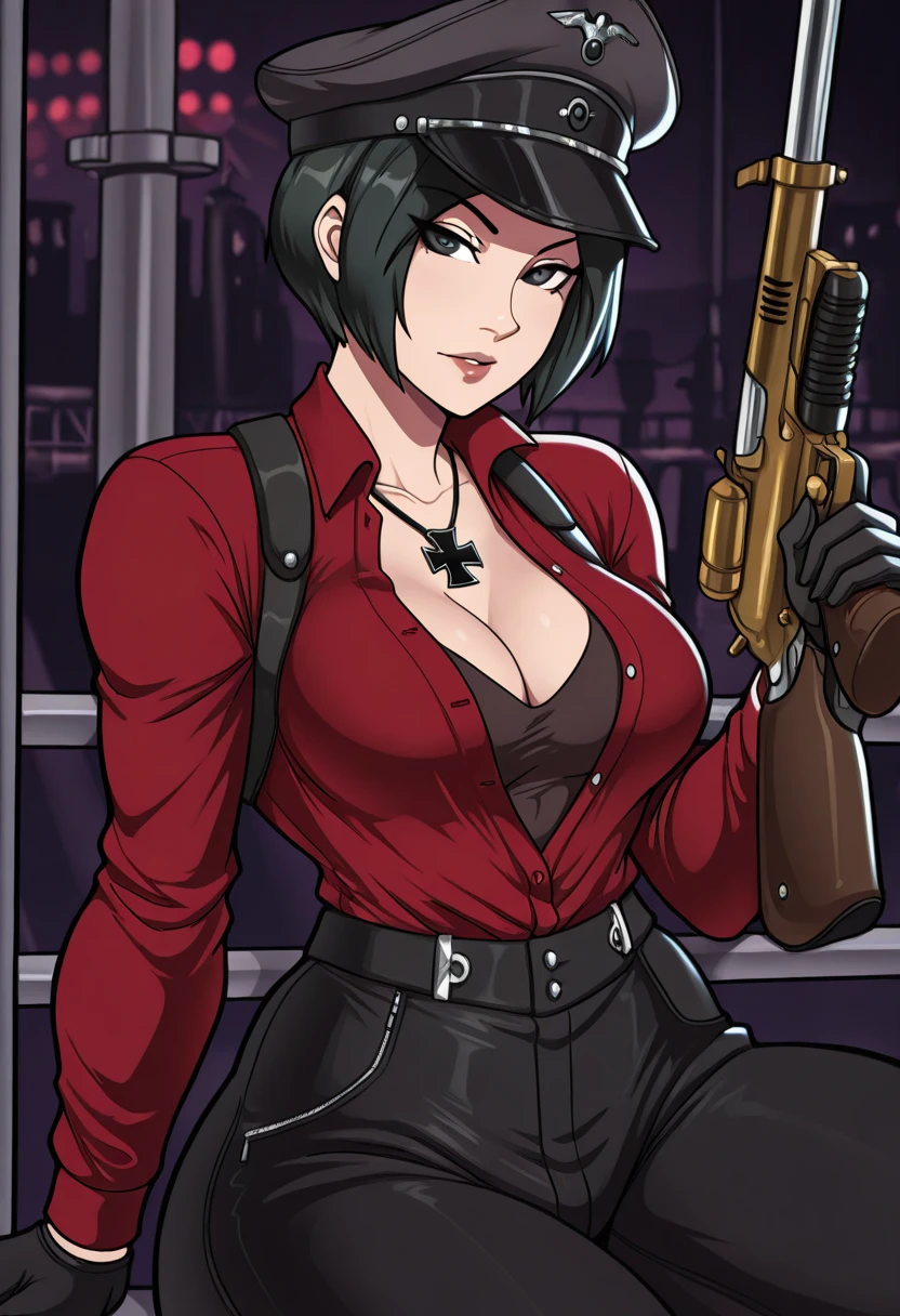 (Masterpiece), (Best Quality), (highly detailed), (8k Resolution), (Cowboy Bebop art style), (dynamic action scene), a swordsman, chainsaw sword, lazer pistol, cuts through bambo