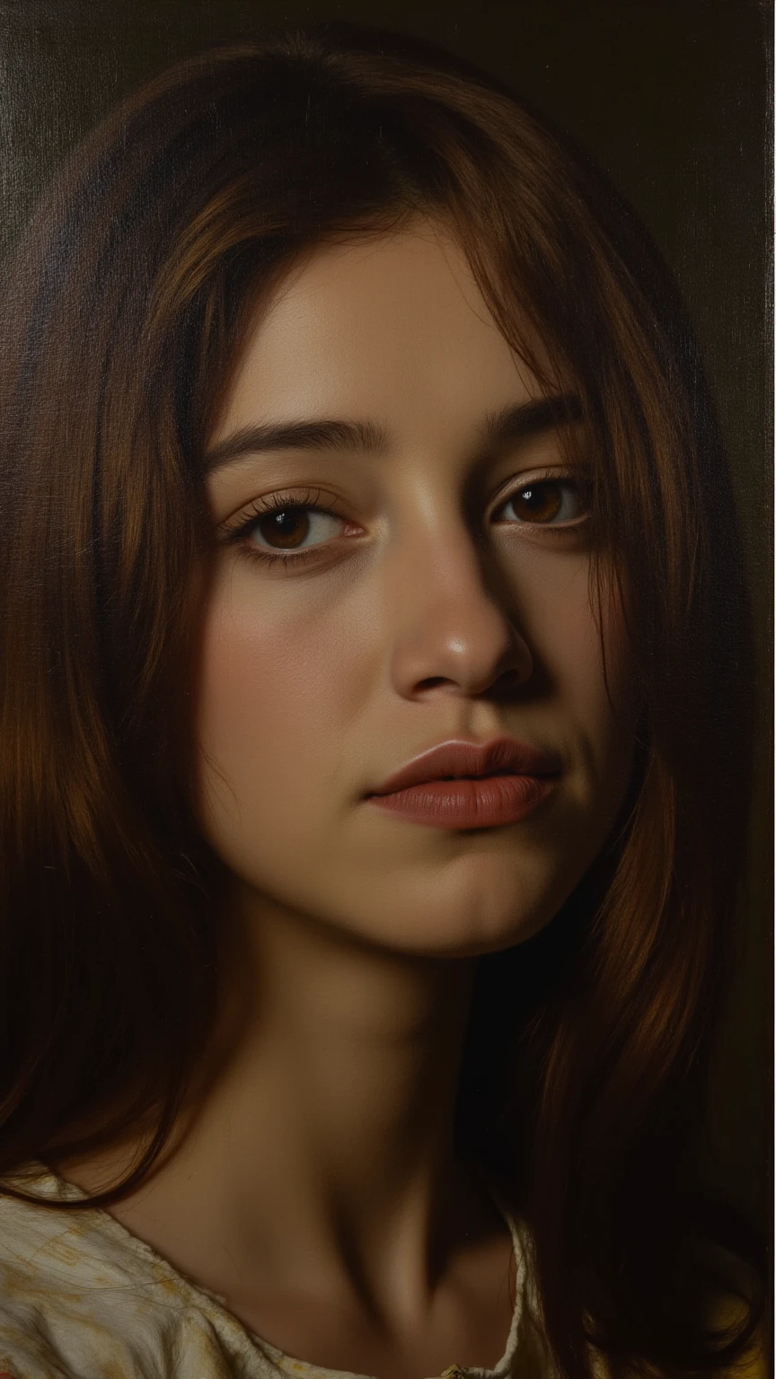 (high definition, 4k),1girl,realistic skin,brown hair,,small , apart,standing, (full body view)