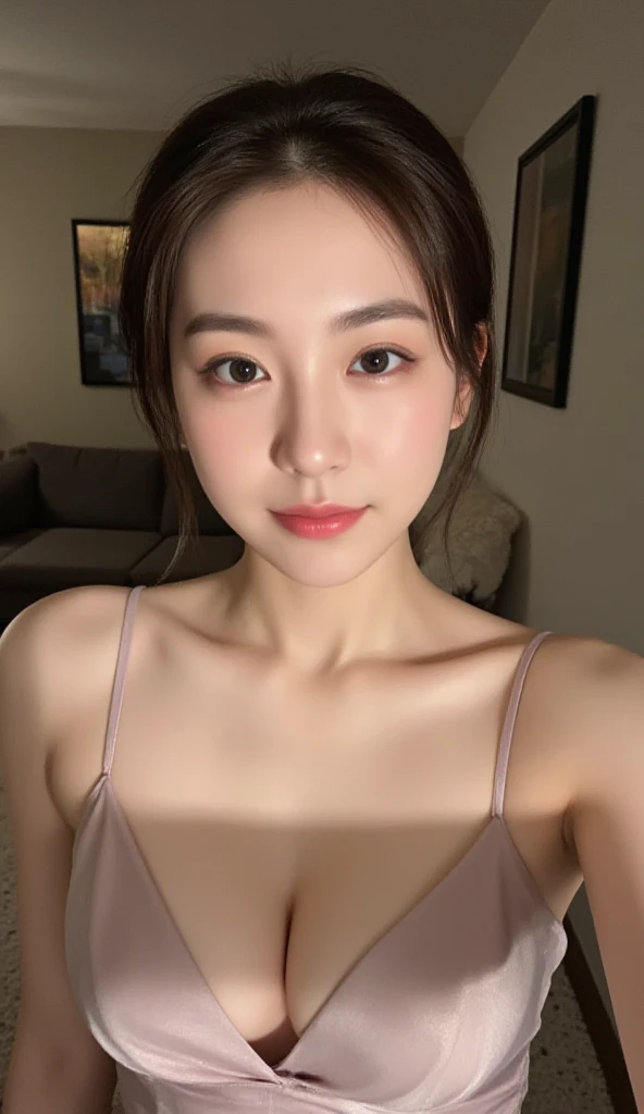 {{{masterpiece}}}, (40 year old mature woman), {Extremely delicate and beautiful}, ((Solo:1.5)), (Best Quality:1.2), (超A high resolution, Photorealistic, Raw photo:1.4), 8K, Cinematic lighting, Beautiful lighting, Professional Lighting, Physically-based rendering, Photon mapping, Radio City, Detailed and Intricicated, Detail Face, High quality, ((40Japan mature woman)),medium breasts, medium butts,(4０Year old), delicate and dense skin texture, Detailed red-black, bright red lips, Crystal clear white skin, 50Japan mature woman, Detailed red-black , detailed brown eyes, fluffy long brown hair, Voluptuous body shape, Wearing a , Gorgeous accessories, gorgeous hair decoration, I am in a very luxurious room in a high-rise hotel with a night view from the window、