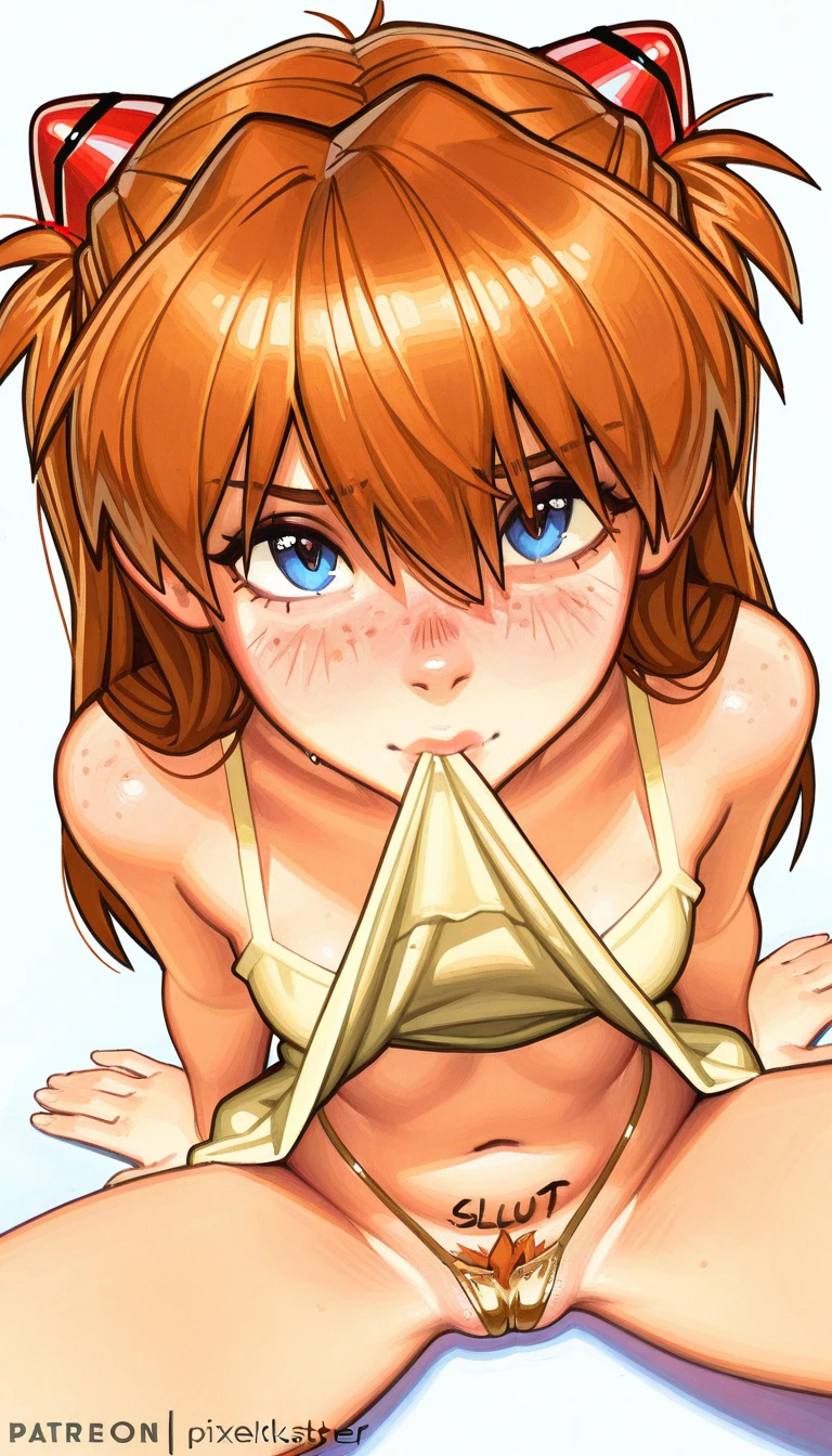 masterpiece, Highest quality, Asuka Langley, One girl, nude,Beautiful Eyes,Reddish brown hair,grassland