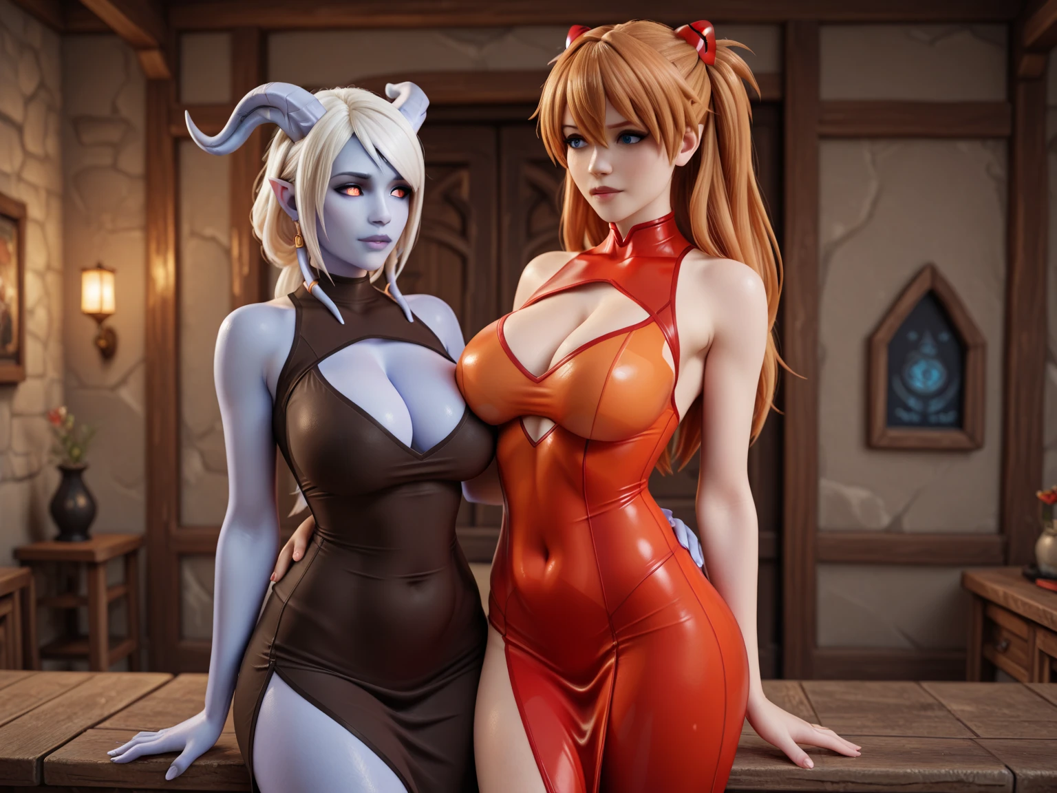 Bowsette et Zelda seins contre seins nus