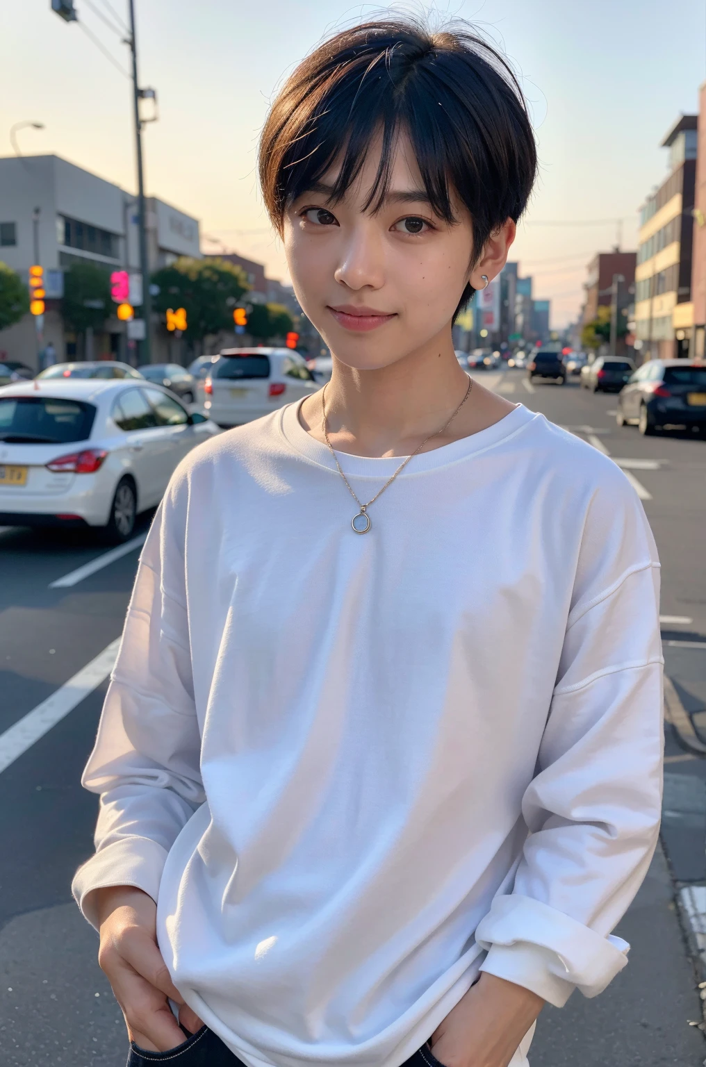 Gray pink men's hair