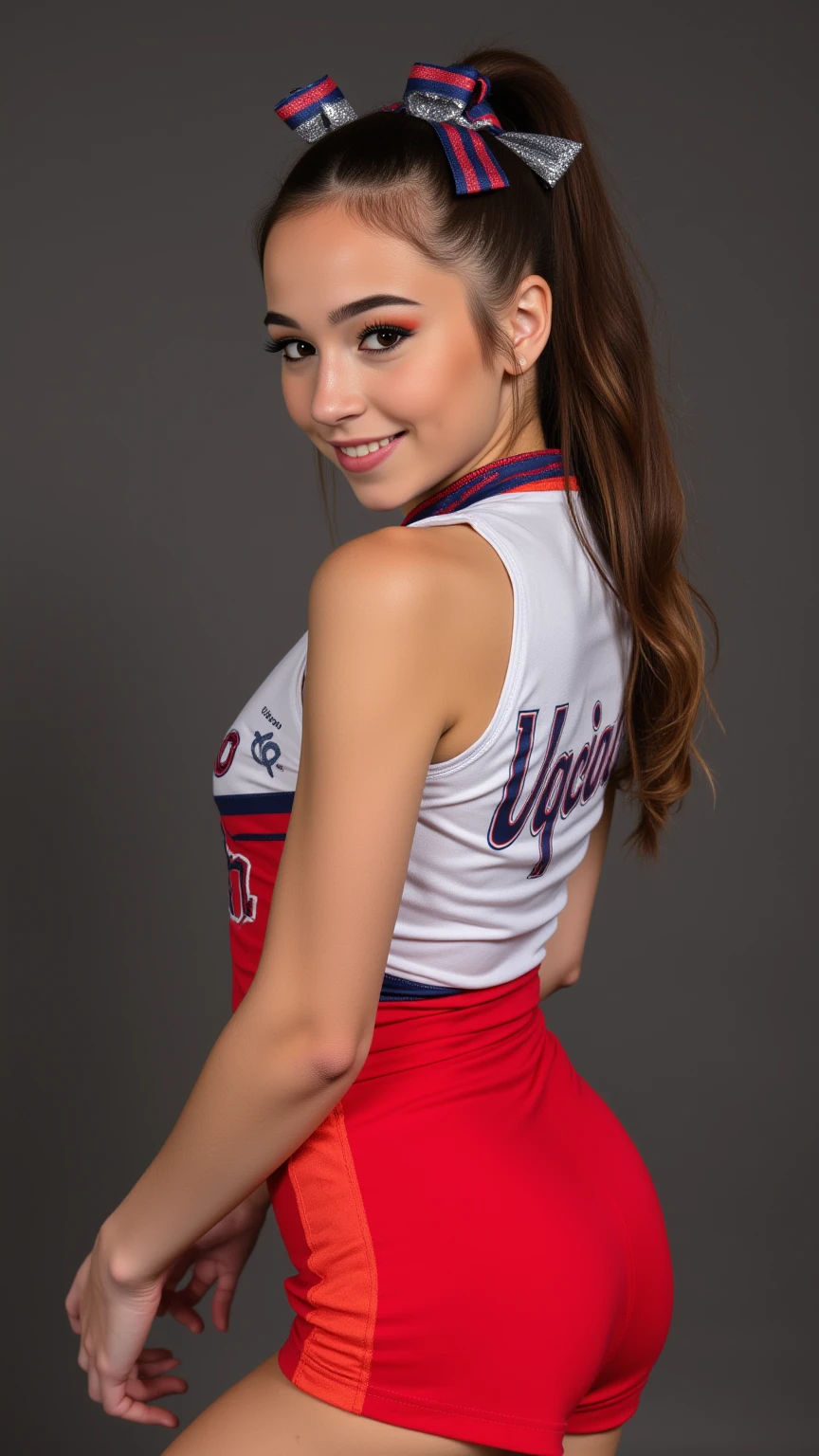 Israeli lady in volleyball uniform full body standing  Kodachrome 