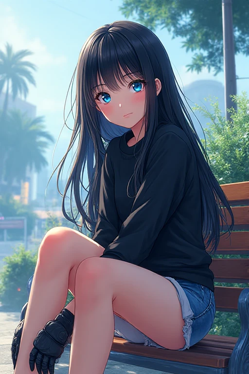 (1) A woman is squatting down and looking at the aquarium.
(2) that woman has long black hair.
(3) The woman is wearing a fluffy knit,  and long boots.
(4) The woman's expression is a smile.
(5) The place is an aquarium.