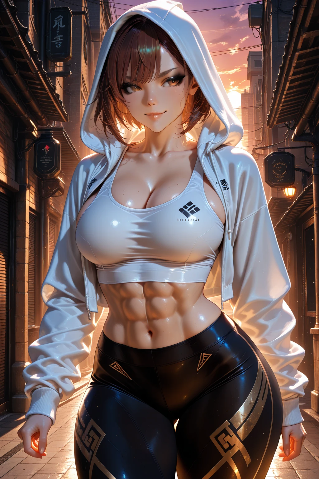 (((perfect , super detailed skin))), 1 lady, japanese, 20 years old, shiny skin, fair skin:1.2, :0.5, looking away, looking up, watching the view, 
beautiful hair, beautiful face, beautiful detailed eyes, (shoulder cut hair:1.7), brown hair, bangs, hair between eye, lovely lips, , 
beautiful clavicle, beautiful body, beautiful , beautiful thighs, beautiful legs, babyface, mole under eye, glamor body, seductive thighs, 
((wearing a tennis uniform:1.5, tennis wear, white mini skirt, white panties, white knee-socks, white sneakers, ), ), 
(((taut,  aroused face:1.4, soaked body, drenched pubic hair), a shower, the pose, functional, soaked , white turbid water)), smile full of happiness, poses that fascinate a man, seducing smile, 
(beautiful scenery), tennis coat, blue-sky, 
8k, top-quality, masterpiece​:1.3, extremely detailed), (realistic, photorealistic:1.2), beautiful illustration, bright lighting, natural lighting, realistic lighting,