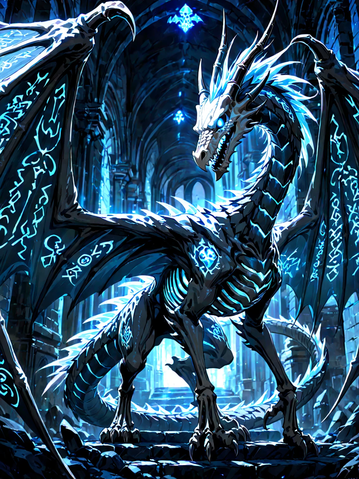 A majestic ais-blmn dragon protecting the entrance to a dark cave <lora:ais-blmn-sdxl:1>