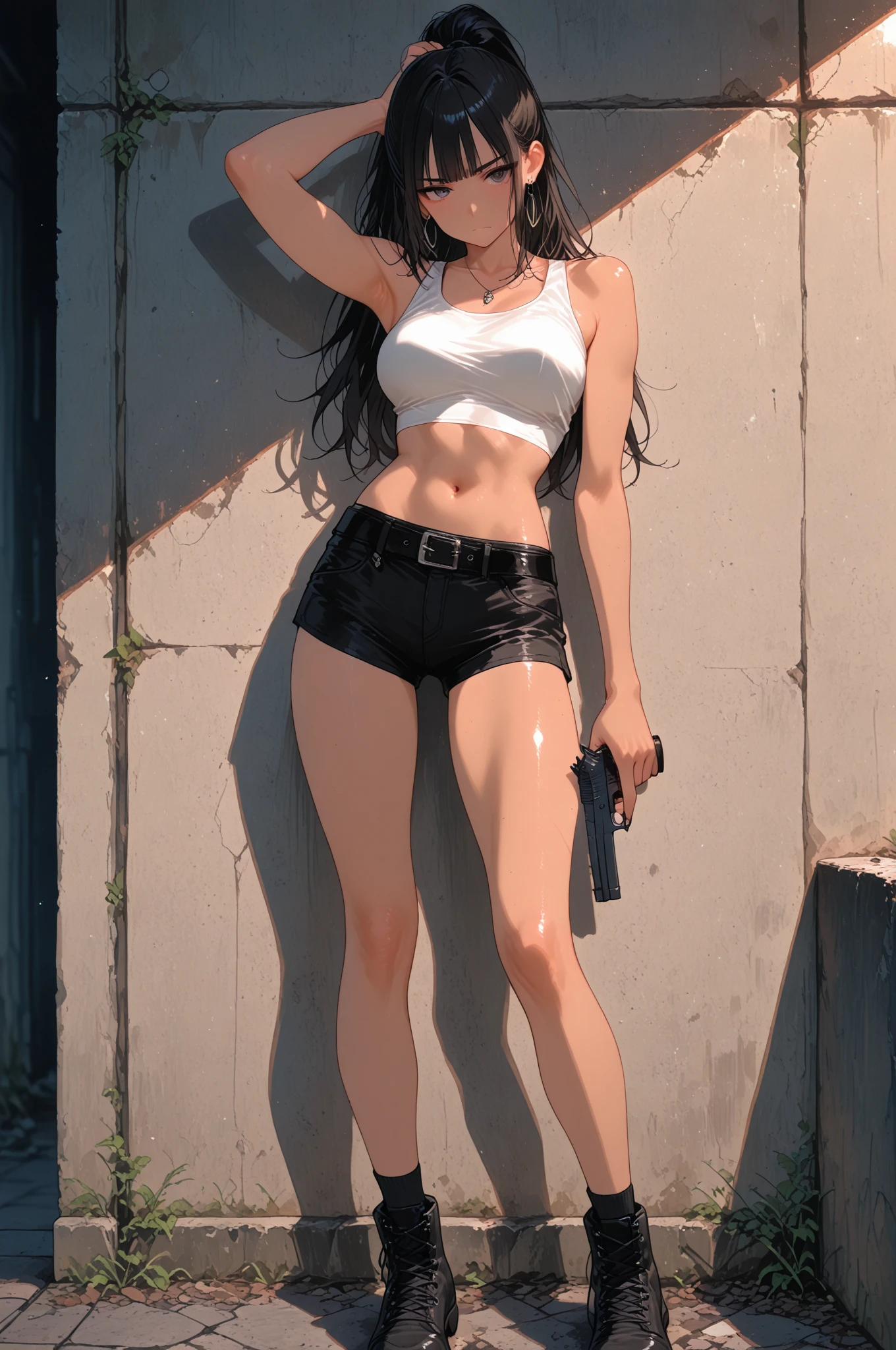 (High quality, High resolution, Fine details), shallow depth of field,
  girls, slim body, beautiful body, sparkling eyes, (Detailed eyes:1.2), (Eyes are lenses:1.4), (furious:1.3), (cyborg:1.0), (bikini), city, blue sky,from side, (full body shot:1.2),