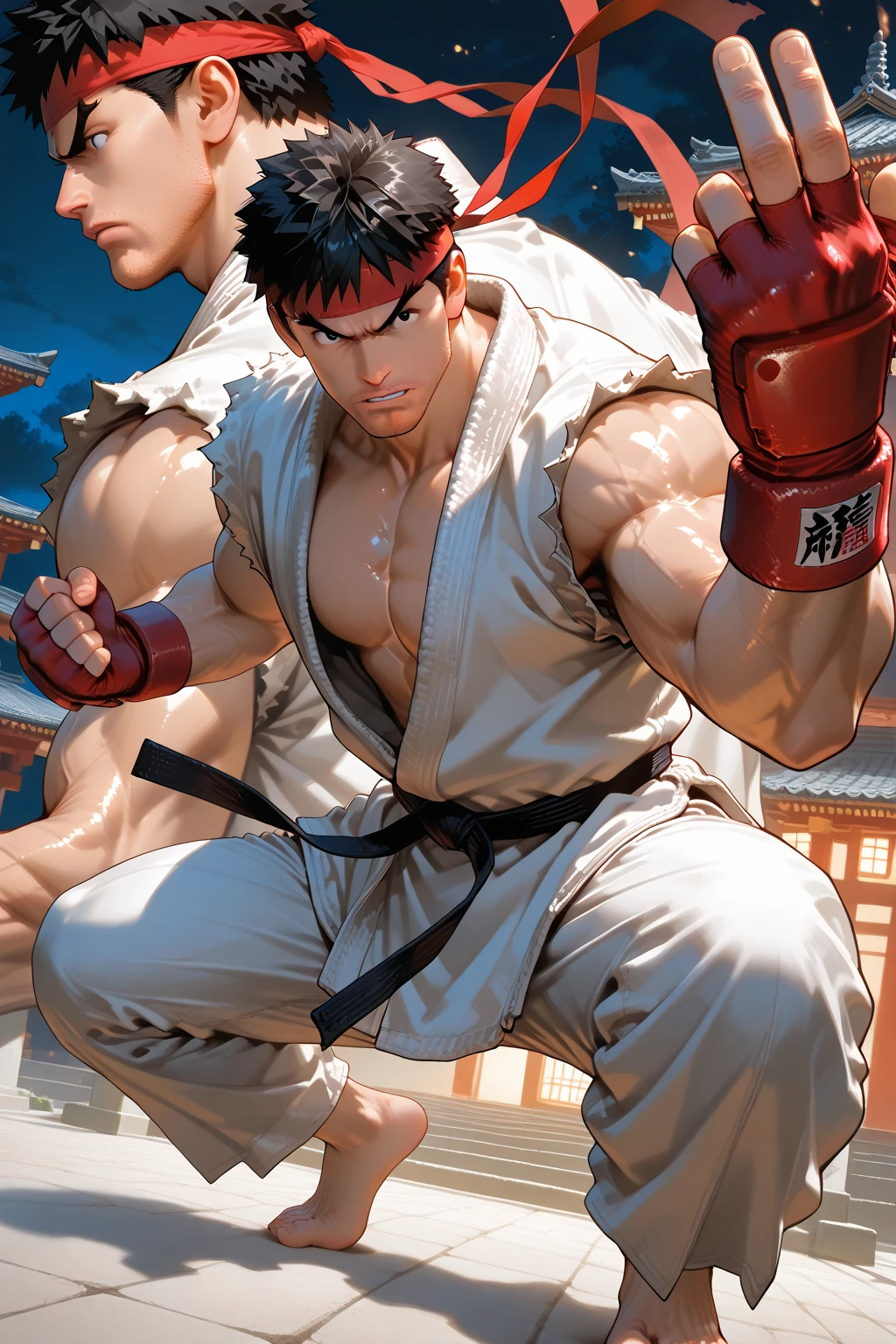 High Definition 3D Ultra HD 8K,,masterpiece、highest quality、bold composition,(karate uniform,red headband :1.2),ass pov,(25-year-old male),male focus,,lying,,open your lges,muscular male,toned,toned male,big pectorals， Street Fighter,Ryu, Sexy、black hair, (detailed face,open mouth,叫んでいる、,blush、:1.2)、city、lying,（,.:1.5）,Sweat、vapour、glowing skin、Strong muscles、projectile ,
