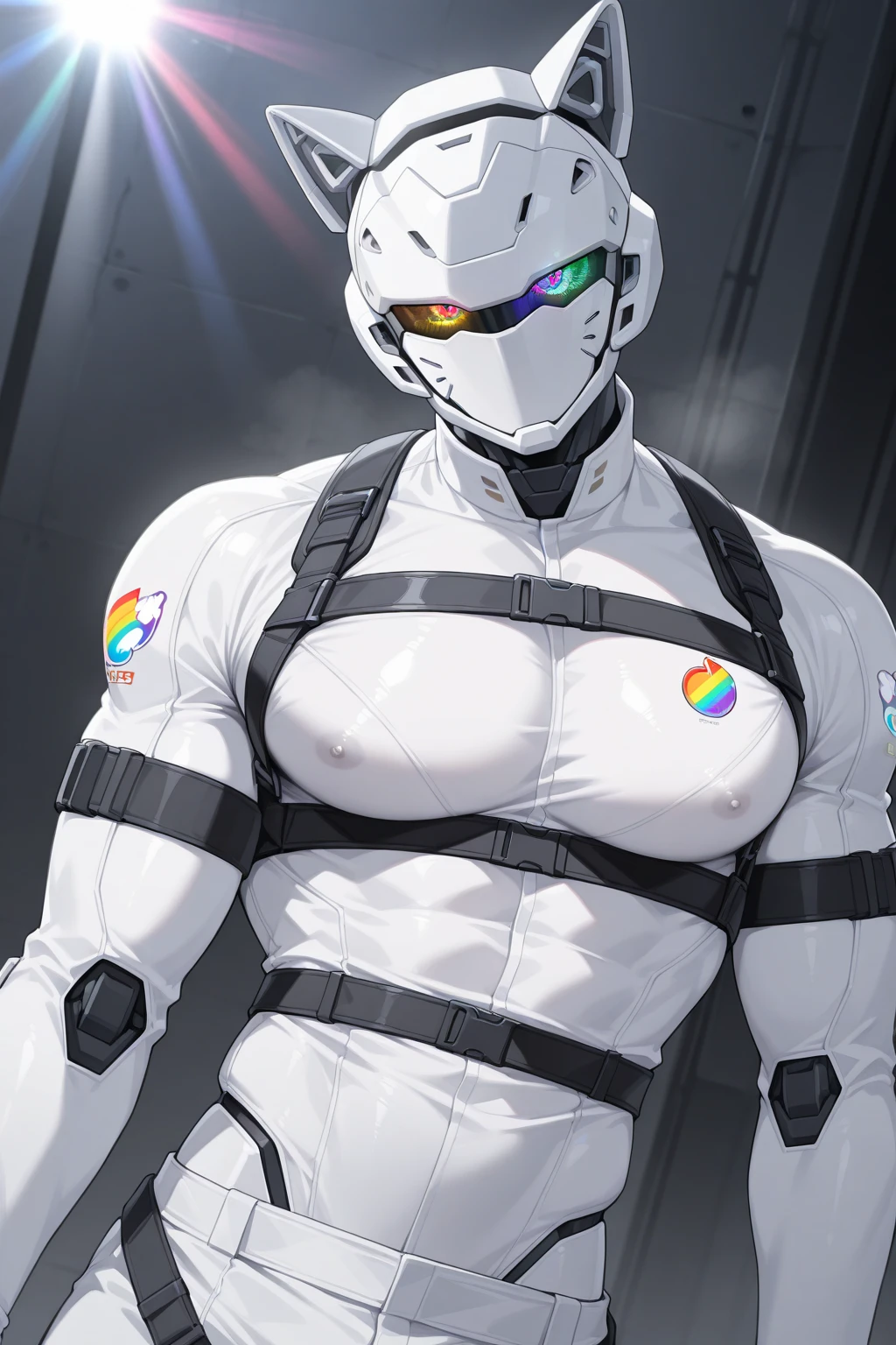 (score_9, score_8_up, score_7_up, score_6_up) BREAK (furry, source furry, uploaded on e621) BREAK robot, android, android skin, barcode tattoos on the body, (broken neck:1.4, cracked belly:1.2), broken chest, broken arms, solo, male, adult, , athletic, thin waist, white arctic fox, white fur, short messy dark blue hair, cute young face, talking, black mouth, canine teeth, blue eyes, hard , massive  white , , , dripping , blue component, chip, circuit board, blue mechanical parts, blue mechanical component, holster, gun, handgun, holding handgun, hand holding handgun, exploring, exploring the forest, forest, forest background, angry expression, looking away, BREAK good quality, best quality, high quality, high definition, hd, 4k, 8k, masterpiece, good proportion, perfect proportion, good , perfect  