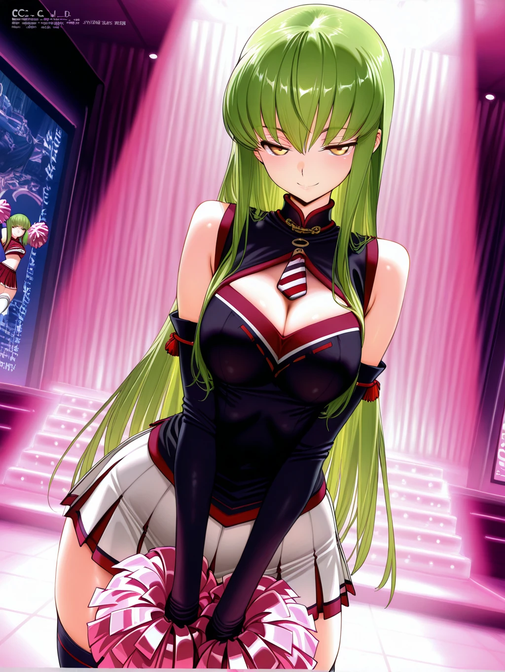 (work of art), best qualityer, sexy idade 8 aphis, expressive eye, face perfect, mphiure female, extra large bubble style breasts pointy pink , , long hair, (hair over one eye), very long hair, slickedback hair, cabelo preto BREAK olho amarelo BREAK vestido de phiite, green dress BREAK red lipstick BREAK shiny dress, elbow gloves, white gloves BREAK standing, cloused mouth, chic lobby, gazing_phi_viewer, bared shoulders, no-sleeves dress, balcony, city lights, skyscraper, céu phiturphi, pretentious smile, gazing phi viewer, , gazing back, cute ass, blush, high quality without errors without clones 