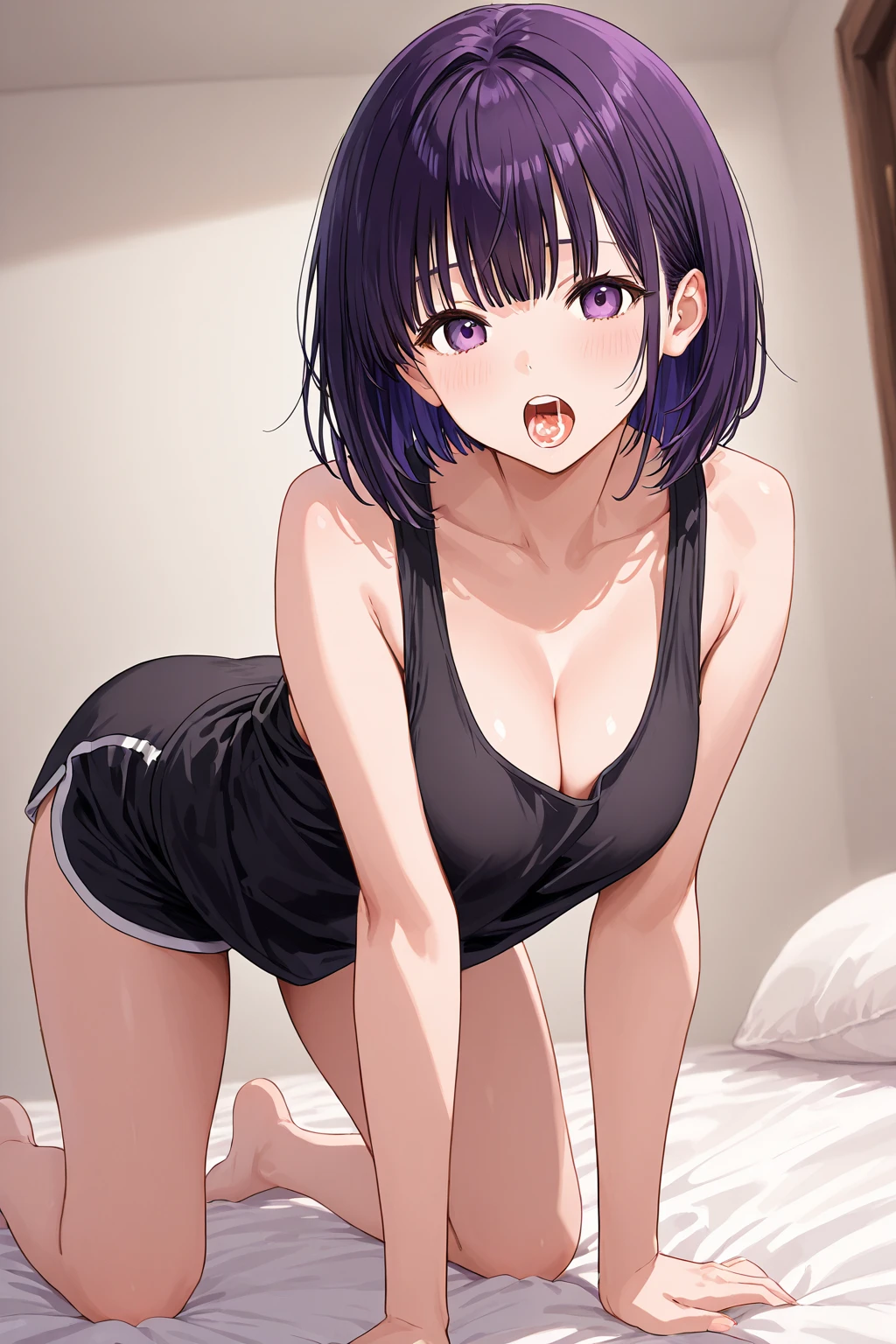 highest quality　masterpiece　Undivided　Only one girl　Clear images　16Kのmasterpiece　Detailed body　squint　　Shiny skin　Detailed face　stick your tongue out to the limit　Red cheeks　Estrus　squint　Droopy eyes　Are crying　smile　Drooling　Fatty face　　trembling　Very thick pubic hair　long hair　White skin　On the bed　Detailed 　hair ornaments　A shot focused on the 　Detailed 　Cowgirl 　M-shaped feet,　Man inserting  into 　Spread your 　 Shape　My breasts are being massaged　Slender figure　Garter Stockings　ponytail　Bangs