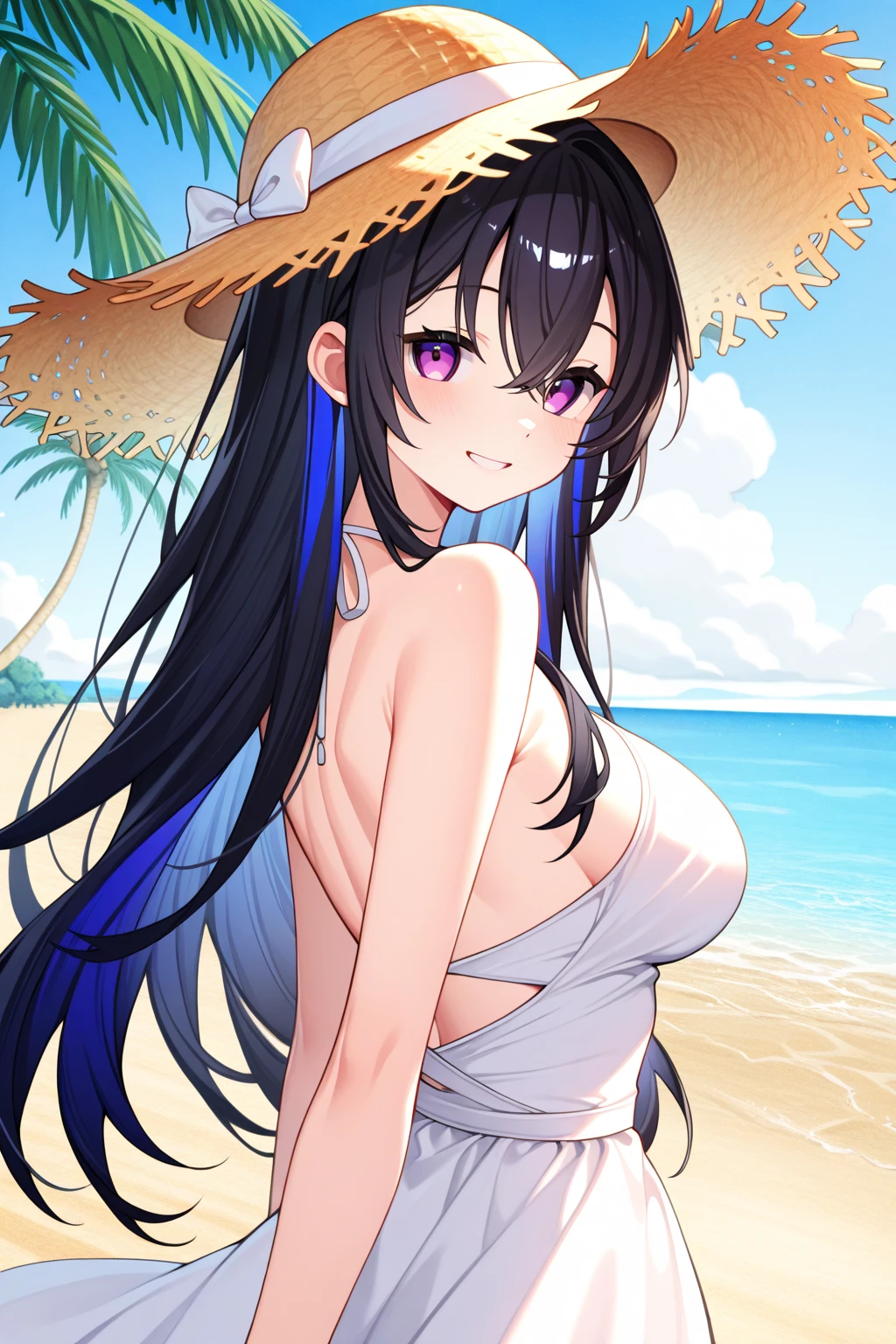 Luna de Epic seven, nue (huge tits), cheveux blancs, Haut du corps, abdos, symmetrical round breasts, deserted beach, gros seins, gigantesque seins, 4K ultra UHD, mains parfaites, cing doigts, yeux parfaits, bikini dentelle rouge
