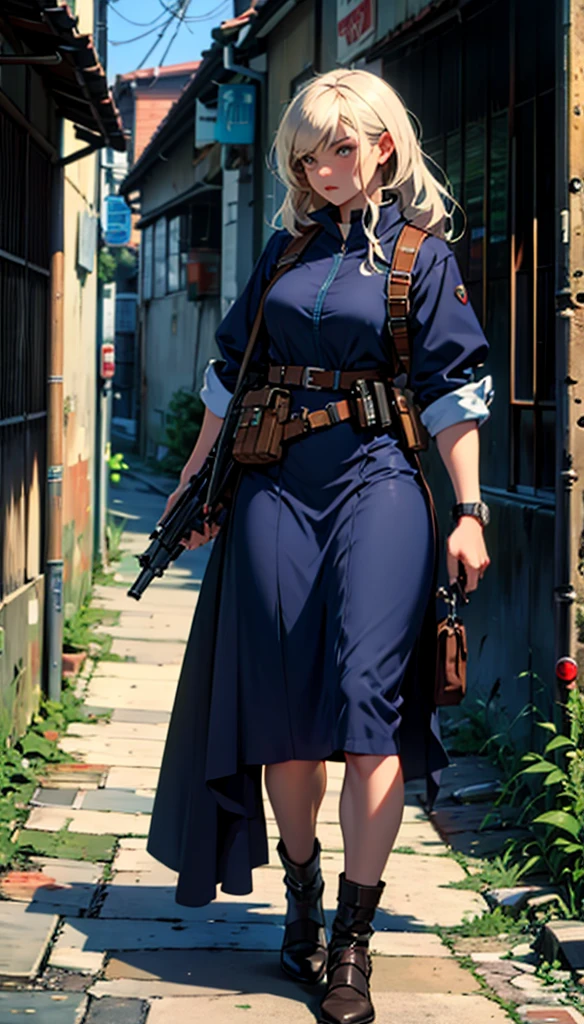 masterpiece, best quality, 1girl,  HD, 4K, solo, Bkornblume, headphones, solo, blue scarfs, coat, , , pregnant, , headache, black leggings, black gloves, grey hair, blushing, , smile, full body, pouch, german face, boots, walks, tongues out, salivate, , , opened breasts, stasi spy, suburbs background, pantyhose, heels, holsters, buttons, knee, Street, Germany, breasts, blue stocking, , , , big breasts, mommy, mama Bkornblume, birth, birthing screams