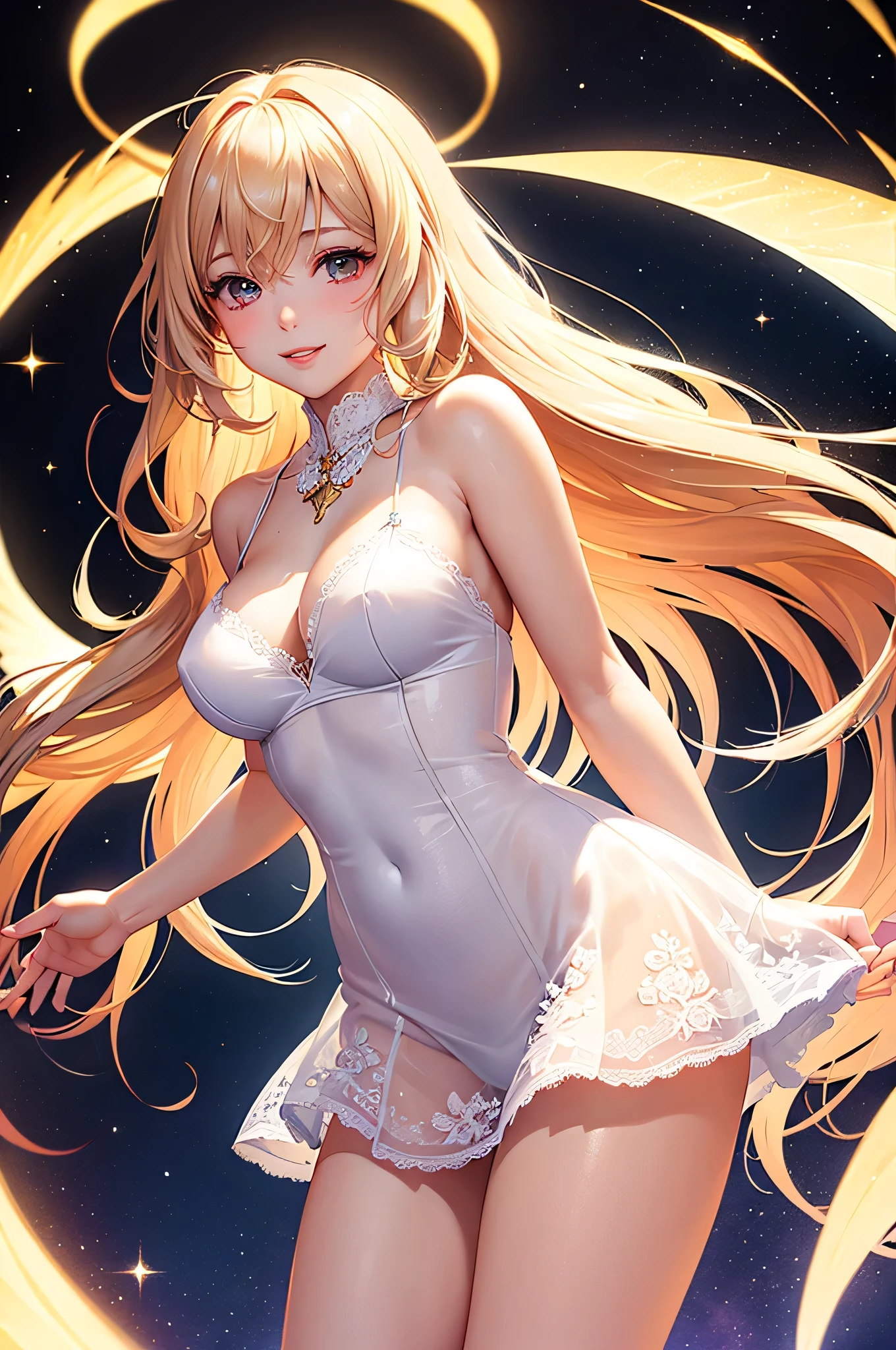 chii,
(dutch angle:1.2), cowboy shot, (from below:1.2)
(masterpiece, best quality, ultra-detailed), (beautiful detailed face, beautiful detailed eyes, volumetric lighting),
1girl, solo, brown eyes, expressionless, empty eyes, robot ears, platinum blonde hair, 
white dress, maid, hair tubes,
mksks style, (outdoors, beautiful lake, landscape, ), (light particles, lens flare, chromatic aberration:1.2),