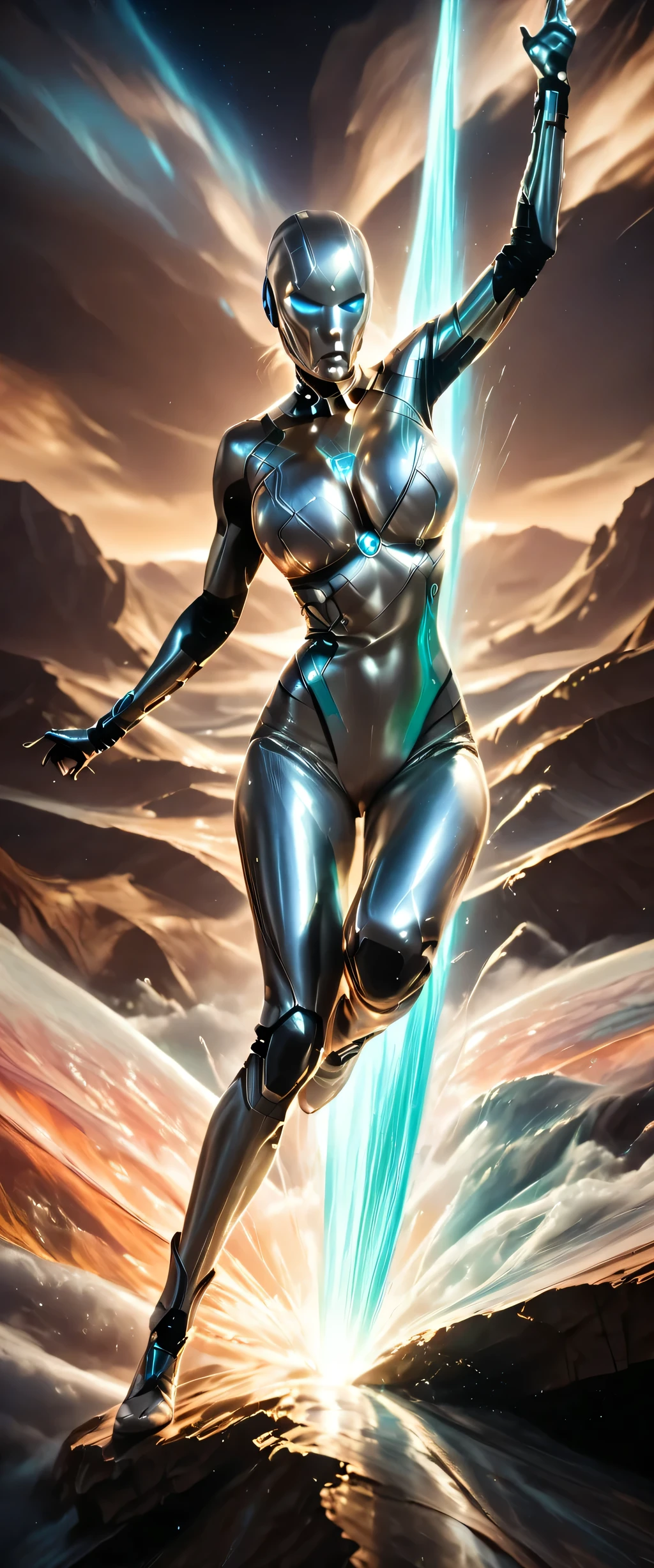 female silver surfer, movie (The Fantastic Four: First Steps", (((enermous_breasts))),detailed portrait, glowing ((silver_alloy_body_and_face)), camel_toe,powerful pose, surging cosmic energy, (((fucked_hard_by_Galactus))),surfing in air over vast landscape, photorealistic 8k, cinematic dramatic lighting, fantasy sci-fi style,chiaroscuro,colorful vibrant palette,hdr,physically-based rendering,sharp focus,extremely detailed,(rough sex),(((rating_explicit)))