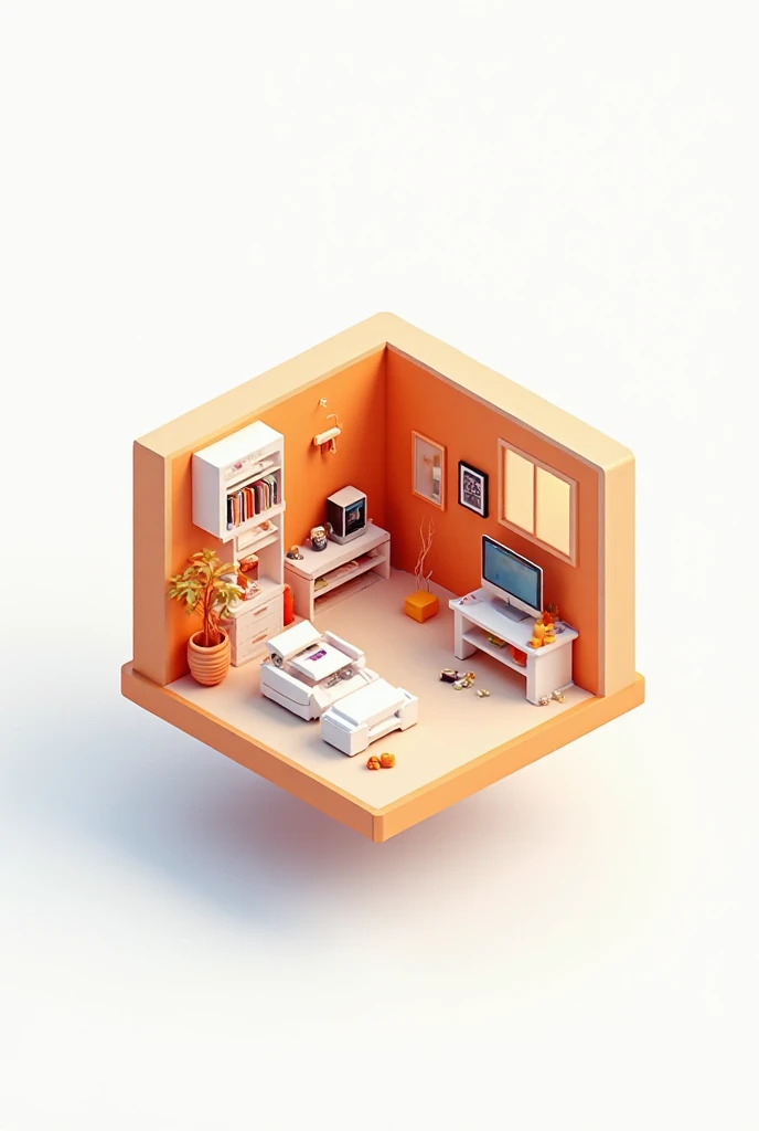 "(Isometric perspective:1.5),(pixar-style:1.2),There is a bed in the bedroom,sofe,table light,Study desk,janelas,wall paintings,3 d modelling,pink back ground,Global illumination,Ray traching,HDR,rendering,unreal render,best qualtiy,8k,"