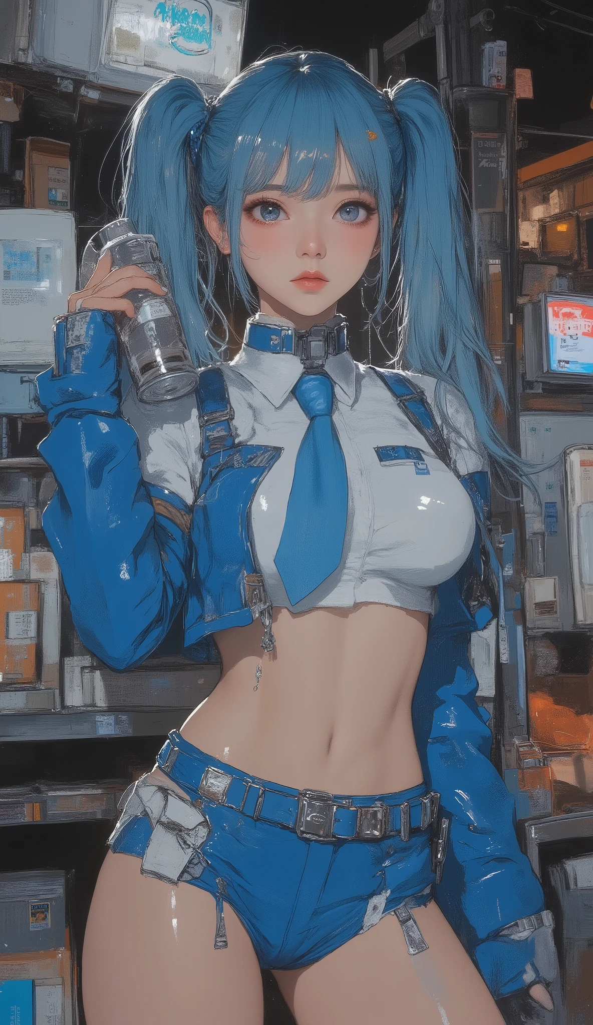 Carafe dressed in a blue and white costume with a tie, anime girl cosplay, Hatsune Miku cosplay, Mikudayo, anime cosplay, cosplay, Hatsune Miku, anime girl in real life, miku, professional cosplay, cosplayer, full-cosplay, cosplay photo, realistic cosplay, anime style, portrait of Hatsune Miku, Seductive Anime Girl