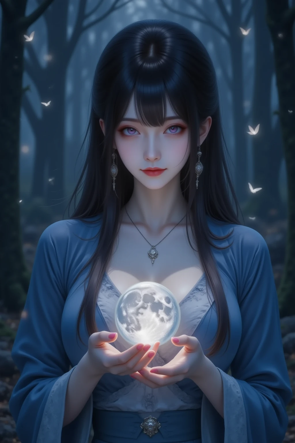 a close up of a woman holding a crystal ball in a field, anime girl cosplay, artwork in the style of guweiz, guweiz, fantasy art style, a sexy maid in a magical forest, realistic cosplay, anime girl in real life, busts large,sexy,dark fantasy style, by Yang J, fantasy photography, classical witch, japanese goddess, chinese girl