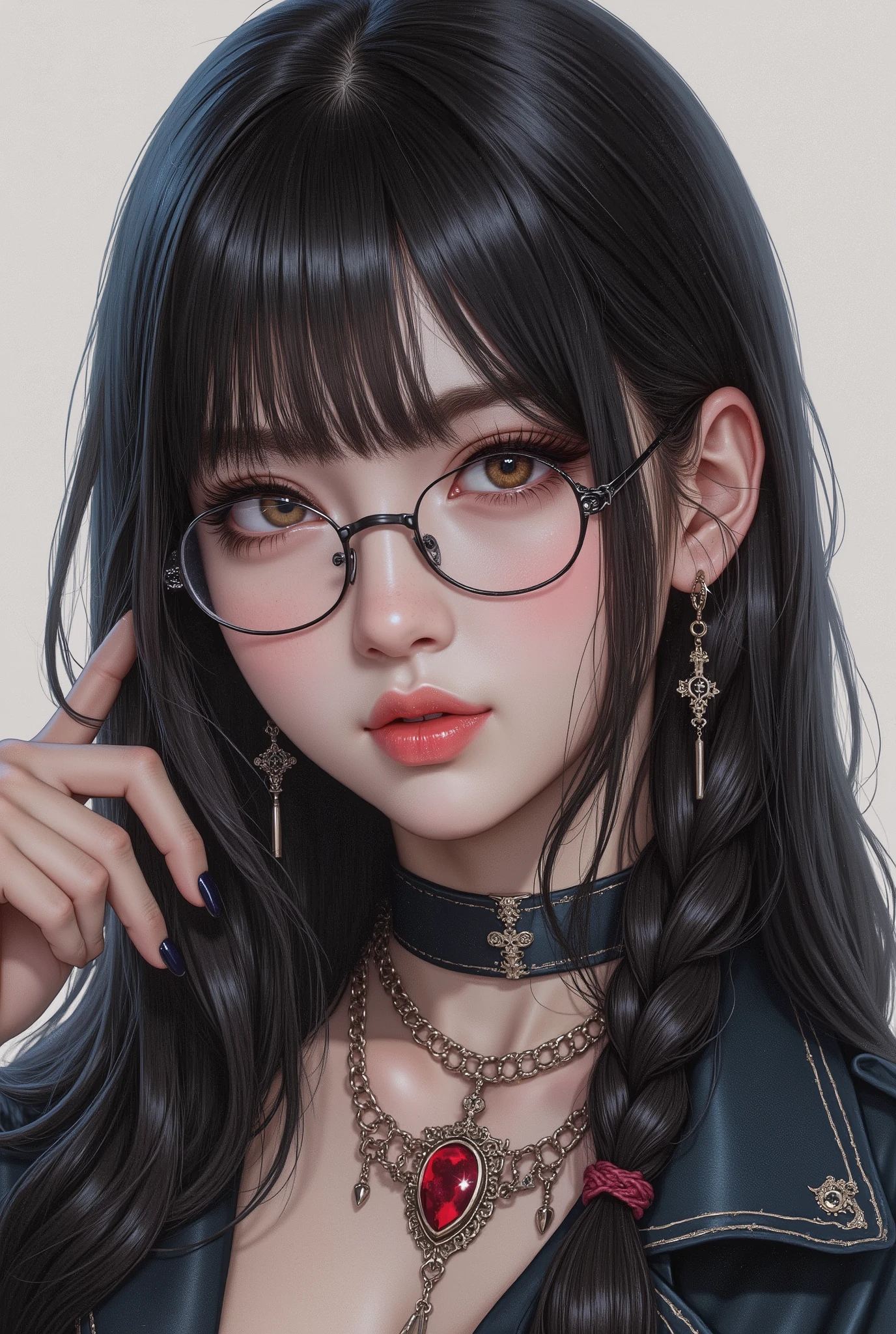 ( Highest Quality, best illustrations,high image quality:1.2), (Horror Fantasy:1.5), (ink and watercolor:1.5),(Ominous Scenery :1.5),(A lot of dust rises:1.5),( Dirt Track :1.5),(wonderful:1.5),(masterpiece:1.5), (Powerful figures:1.1、Big Breasts:1.3) 、 ((((glasses、Closeup Shot, cute、 Red Eyes、 Evil Ruby's Cursed Necklace )))),(((glasses、Big Breasts、 braids)))、 cute face, raise eyebrows , ,(Fatal Beauty, charming beauty ) ,(Mysterious Charm:1.1),(Big Breasts、attractive silhouette), high image qualityテクスチャ 、High Quality Shadows、 beautiful and delicate face 、 beautiful, delicate, eyes are sticky liquid dripping 、 ray tracing 、 20th Generation、 cute K-POP girl、( The Face of Korea )、Thin face、( Ulzan-6500-v1.1:0.6)、 Face of Pure Loss _v1 , ( beautiful and delicate face , beautiful and delicate eyes, perfectly balanced face , high image quality skin , detailed skin, lens flares {x} perfect ratio 4 fingers to 1 thumb :1.25)、 DSLRs、 地獄から来たbeautiful悪魔女 , ATTRACTIVE GIRL , Real Girls, Gurwitz, Gurwitz-style Artwork , Girl Roleplay, Realistic 3d style, cgstation Popular Topics,, 8k portrait rendering BYMR. nomi ,(truth,truth:1.4,glassesの少女 :1.2)、cheek、 glossy lips, 1. オーバーサイズ comment: comment、 come up with an oversized design that covers shoulder to knee.。 navy blue or black are standard colors .、[ Soft khaki or beige , wait.、 Pick the right color for the season 。 2. choose the color that suits your skin : To protect yourself from the cold、 choose the color that suits your skin 、 ニットの質感と色を commentに合わせてください .。 3. ワイドレッグ pants: pants, choose a wide leg design 、combines mobility and style。Dark tone denim or black pants look great.。 4. knee-high boots: オーバーサイズ commentに含まれるもの、boots are black or dark brown Match the texture and color of the fashionable.、 Gives a stylish impression 。 5. accessories: The 。 Disney 、 long necklace 、6. handbag: handbag、let's match the color of your outfit.