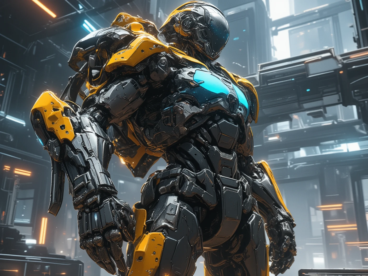 Adventurer equipped with only an external mechanical arm, Precision Construction, metal parts, Lighting Effects, special mechanical design, futuristic atmosphere, Clear perspective, realistic texture, masterpieces, 4K rendering, Professional, HDR, brightly colored