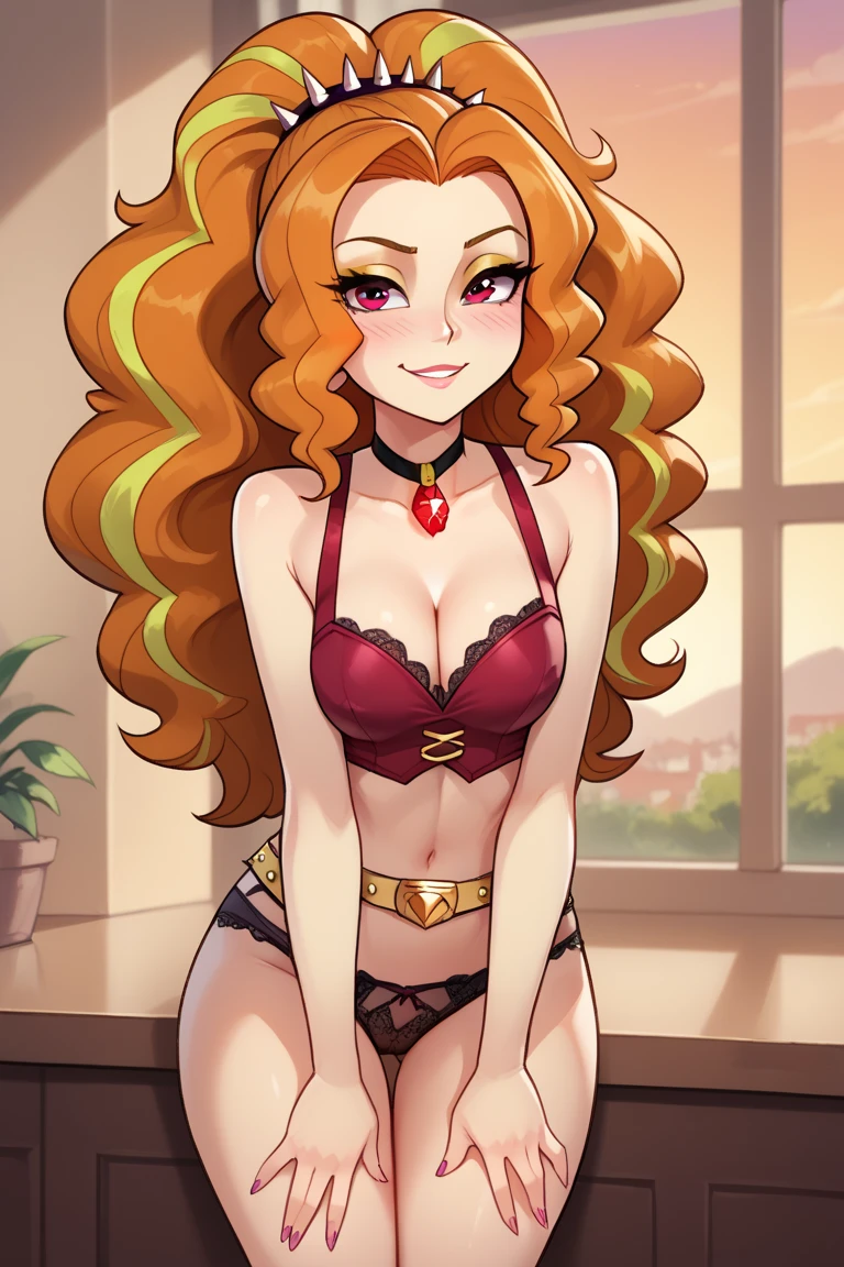 (??????,???),nami from one piece, beautiful detailed face, ???? pose, curly bhair,seductive look, dark red lipstick,cleavage,???????????,tight revealing outfit,lingerie-like garment,detailed lace pattern,high-heeled boots,fishnet stockings,?????? atmosphere,pin-up style,lighting: soft and sensual,colors: warm and inviting, painting style,detailed shading,high resolution