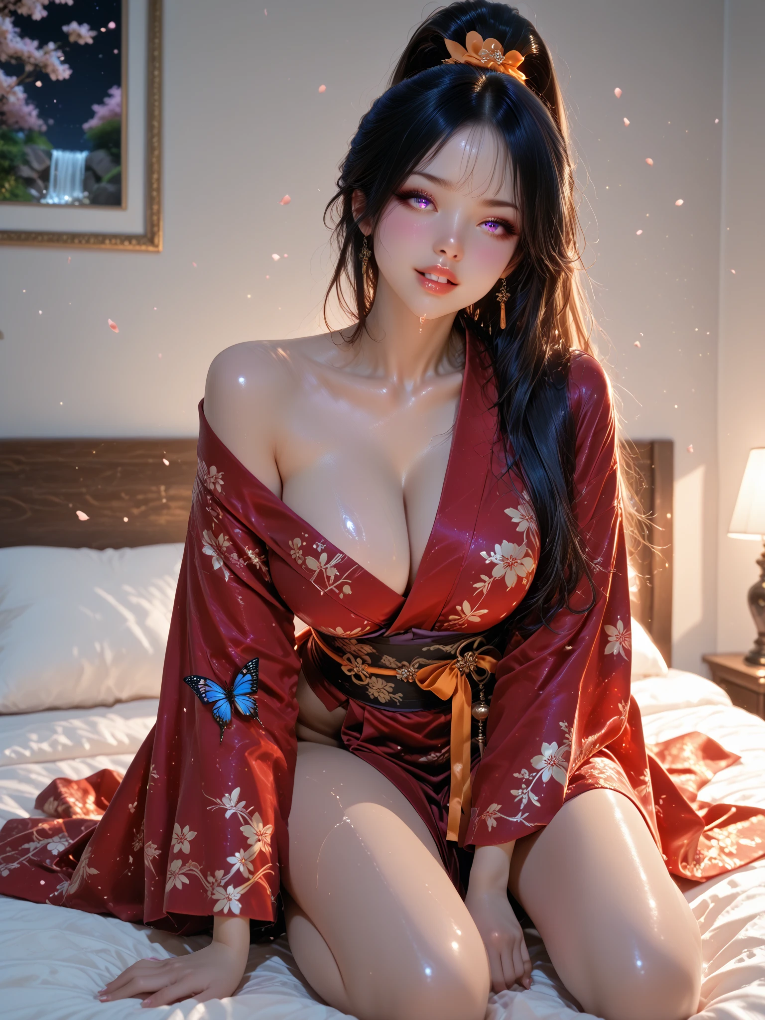 {{{a 16yo woman and a ????? man ?????????? at night}}},,masterpiece,8K,photorealistic,realistic skin,(very long hair:1.3),blush,(shrine maiden,top is (white) yukata,bottom is (red hakama):1.5), dynamic pose, (Grieving face,furrow eyebrows,open mouth and shouting,troubled face,look up,narrow eyes,tears,crying,sad face,closing eyes:1.35),{on_bed},correct_???????,{{show her FULL BODY}},???????,(open yukata front of ??????:1.2),?????????? ???????,???????????????,(too hairy around ??????),raise arms,moles on her thighs and ??????,spread her hair on bed,too giant ?????,(heavy ????? and foam spills out from ??????,1.2),Panties pulled aside,(turned up her red hakama),lie on her back,face up,(at night)(light glow)