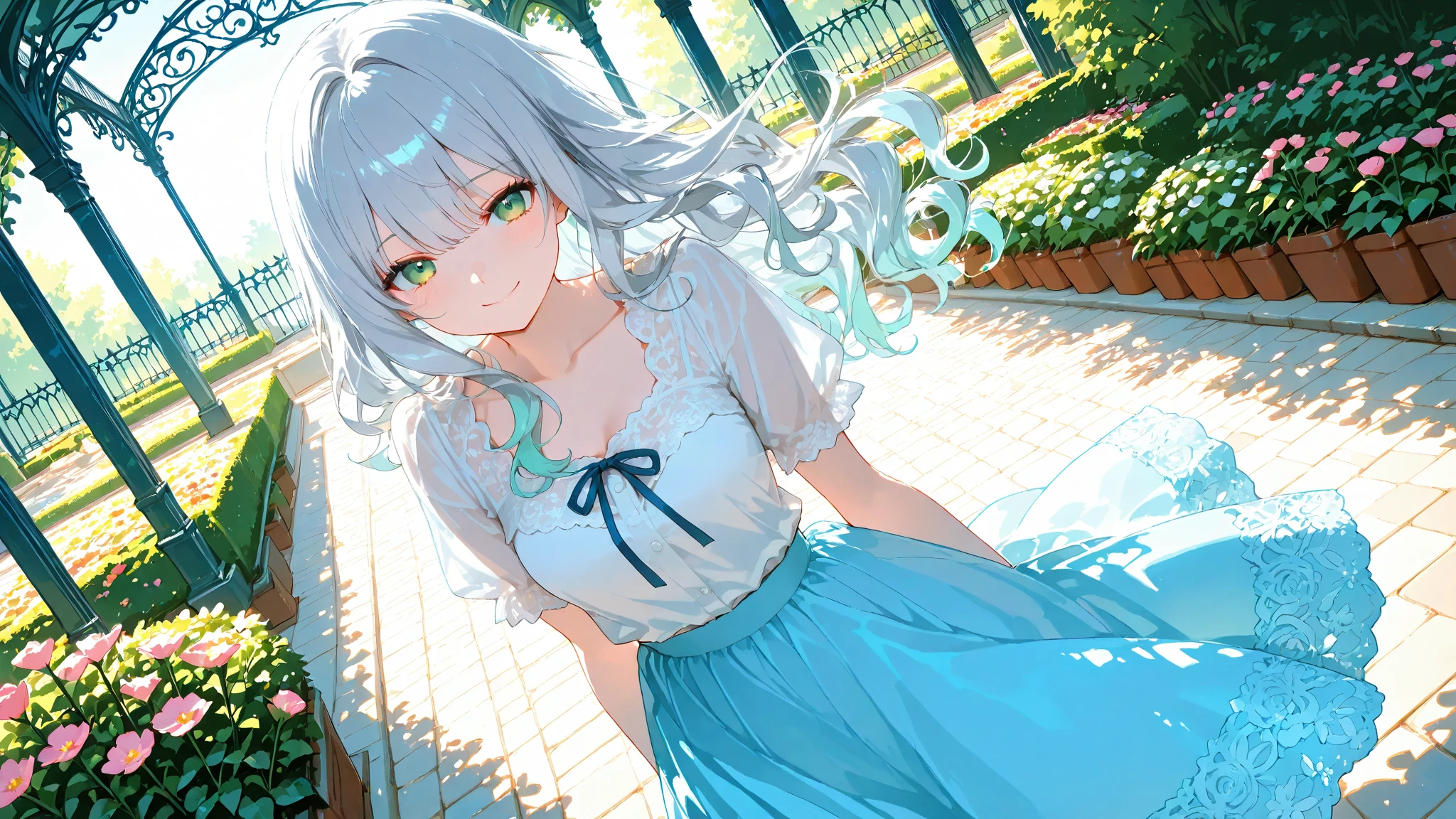 (masterpiece, high quality, highres,Highest picture quality),
BREAK
blurry background, (colorful:0.7), (eyes focus:1.2), looking at viewer, upper_body, fisheye, (indoors:1.1), cuteg, warm light, cute cat ears, 
BREAK 
1, standing, solo, ^ ^, (leaning_forward:1.1), arms_behind_back, (wide-eyed:1.1), head_tilt,  shoulders, small breasts, long eyelashes, collarbone, (blush:0.95),
BREAK
shiny skin, shiny hair,(bright pupils:1.1),Curious,detailed eyes,hair ornament, long hair, two side up hair,white hair, , shiny eyes,