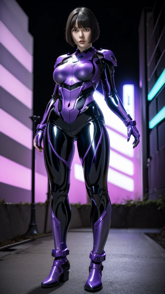 1GIRL, SOLO, (BIG BUTTOCKS, HUGE BOOBS:1.5), (PHOENIX MECHA GUARD ARM, GLOVES), (black, purple, PHOENIX MECHA CYBER SHINY ARMORED SUIT, CLEAVAGE, MECHA  PANTS, GUARD ARMOR LEGS, HIGH HEELS:1.5), (MUSCULAR BODY, SEXY LONG LEGS, FULL BODY:1.5), (MUSCLE ABS:1.2), (LOOKING AT VIEWER:1), (WALKING DOWN HALLWAY OF FUTURISTIC SPACE STATION:1.3), PHYSICALLY-BASED RENDERING, ULTRA HIGHT DEFINITION, 16K, 1080P.