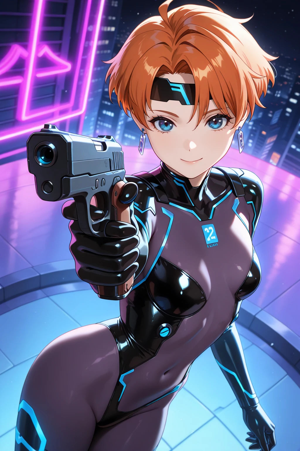 short hair, street, emo, BLACK hair, white eyes, eyeliner, apocalypse, (astronaut, girl, road, city,  fortified suit, ((blue:1.5) plugsuit), short hair, outdoors, cinematic light,  medium breasts, covered navel, space helmet, muvluv, space helm, eva helmet,[[[[ 