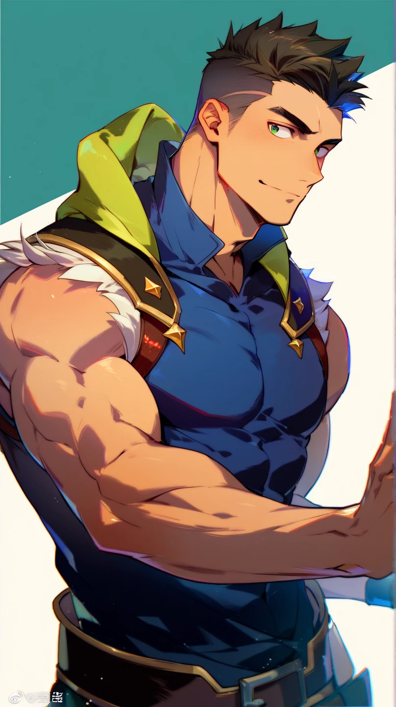 anime character, naofumi iwatani, and  posing in a bathroom, muscular, muscular fantasy, sci-fi, bursting with muscles, big muscle, fairly muscular, fluffy , gigachad muscular, muscle, exaggeratedly large physique, large muscles, big muscles, super buff and cool, , pants on, big ,  out of pants, unzipped pants:: high quality, high defined face.