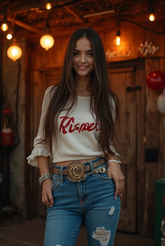 mulher de 19yo, rosto perfeito, standing on her feet, de camiseta