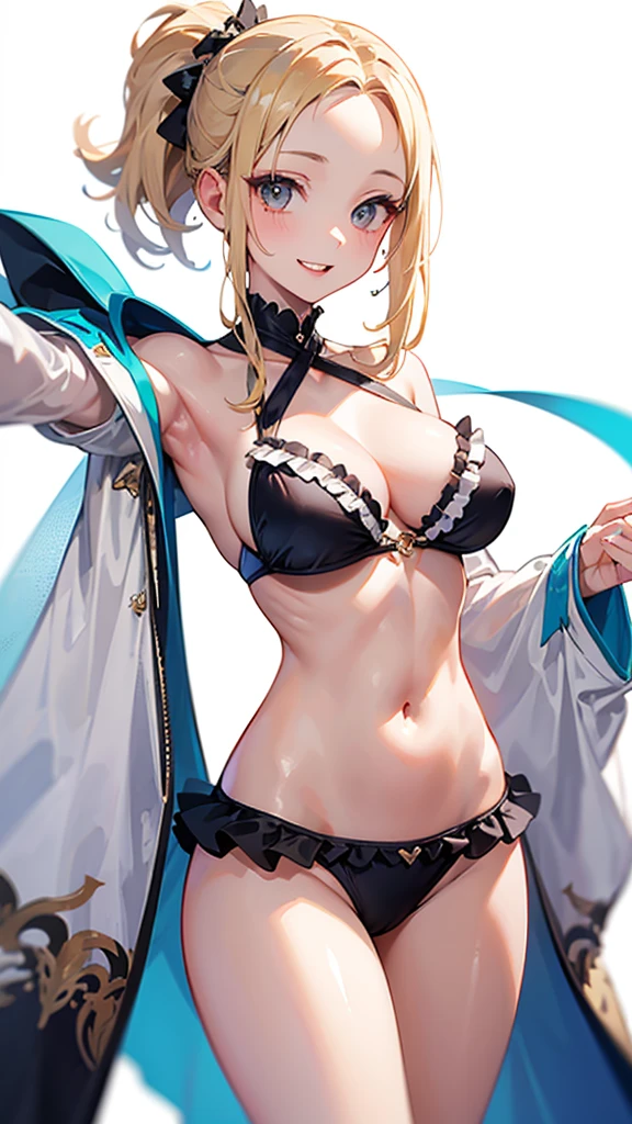 masterpiece, high resolution, best quality, rendered art, beautiful art, well formed fingers and hands, 1 woman, solo, Jean Gunnhildr, blonde, adult, grown up, 31 years old, large and round breasted, cleavage, full body, wearing a Iroha Samurai Spirits cosplay, Iroha_Samurai_Spirits_cosplay, maid hat, choker, fingerless gloves, black tights, sexy and  kimono, pelvic curtain, white maid uniform, , in peril, she is being beaten up by her opponent, she is knocked down and she is slapped in the face , she is pushed ,  being humiliated by her opponent, receiving the impact of her opponent's attacks, closed eyes, screaming in pain and agony, heroine in peril,  and perilous scene, bouncing breasts, weak and helpless, martial arts tournament on the beach            