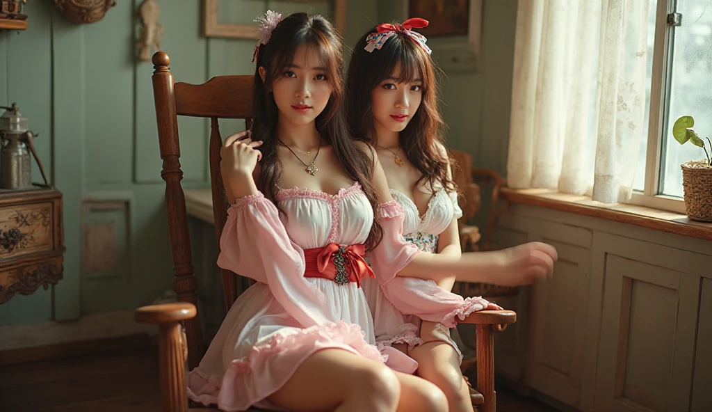 Beautiful Japanese woman,blue silk bra, silk yellow pleated short skater skirt, silk robe, black hair, wavy hair, red headband, masterpiece,  , photorealistic, satin gloves, on bed, snile