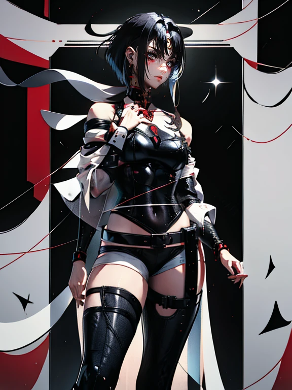 {????}+++,fishnets, ((solo, solo focus, solo girl,1girl))++,( evil dominatrix shadybug Marinette Dupain-Cheng)+++, low_twintails, red_hair, two tone hair, multicolored_hair, black_hair, solo, short_hair, high_heels, garter_straps, thighhighs, piercing, ????_shoulders, collar, ??????_piercing, red_eyes, thioots, corset, boots, lips, small_???????, standing, looking_at_viewer, no_panties, gloves, makeup, garter_belt, full_body, lipstick, black_legwear, thighs, thick_thighs, parted_lips, coat, shiny, cleavage, dress, strapless, black_footwear, evil_red_eyeackground, large_???????, ???????, shiny_skin, choker, grey_background, red_lipstick, black_gloves, blush, ??????????, detached_sleeves, no_bra, cumdrip, personification, high_heel_boots, black_lipstick, tattoo, elboloves, eyeshadow, ????, ????? ???????, ??????? visible through clothing, collarbone, wet skin, ????? female, bangs, watermark, off_shoulder, strapless_dress, paris background, empty red eyes,(Realistic:1.2), (Masterpiece:1.2), (full-body-shot:1),(cowboy shot:1.2), neon lighting, dark romantic lighting, (Highly detailed:1.2),(Detailed Face:1.2), Colorful, A detailed eye, (Detailed landscape:1.2), (natural lighting:1.2), near((evil fall Marinette Dupain-Cheng) by Giger ((evil fall Marinette Dupain-Cheng) by Vincent Di Fate: Aidyllery, Anamorphic Shot, ((evil fall Marinette Dupain-Cheng) of the Abyss, intricate complexity, rule of thirds, face by Artgerm and WLOP,