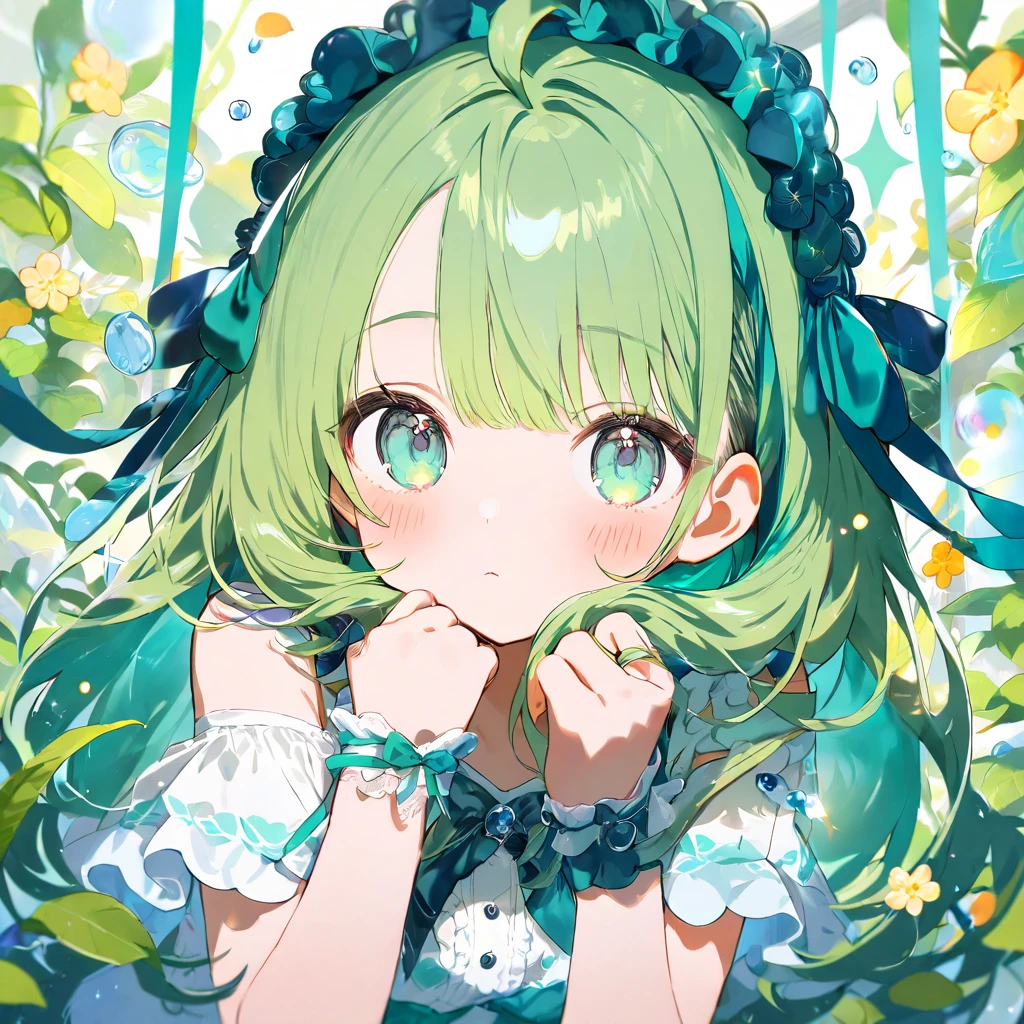 peluda,Orelhas de coelho, Green ,na floresta, mar de flores, cowboy shot,sorrir, ornamento de cabelo, Olhando para o Viewer, One hand up, head tilt, coelhinha sexy sensual seios grades e coxas grossas