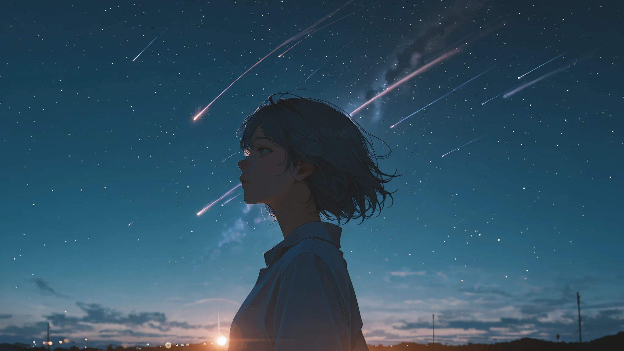 Shooting Stars, high quality, 8K UHD, cinematic lighting, realistic details, sharp focus