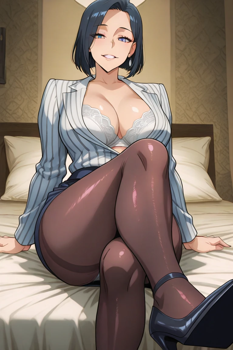 health room, curtain, 1 girl, Bunny girl, masterpiece, highest quality, very detailed,Wearing black pantyhose,spread legs,bob hair,exposing one's chest,Erotic face,I'm inviting you,Sperm is being sprayed on my thighs