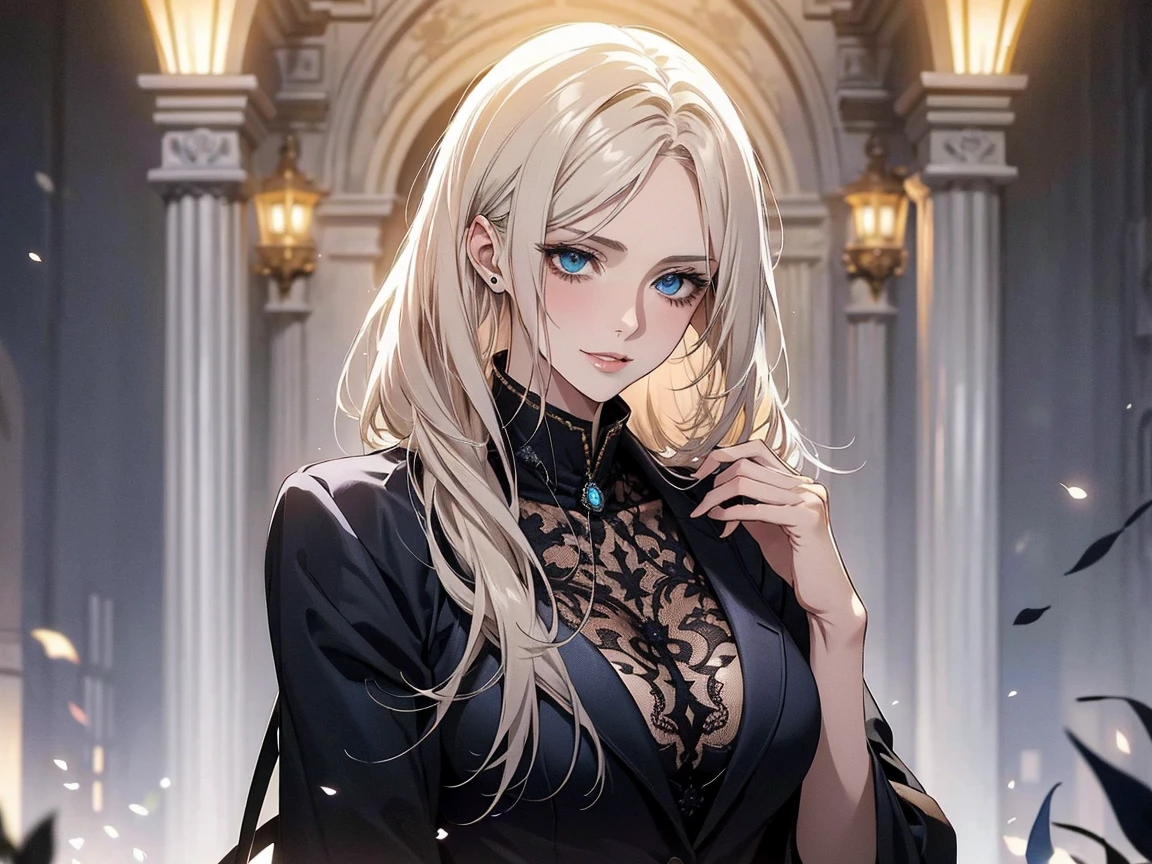 portrait, realistic, blue eyes, blonde hair, big breast, 4k resolution, high quality cg, beautiful cg, soft light, 