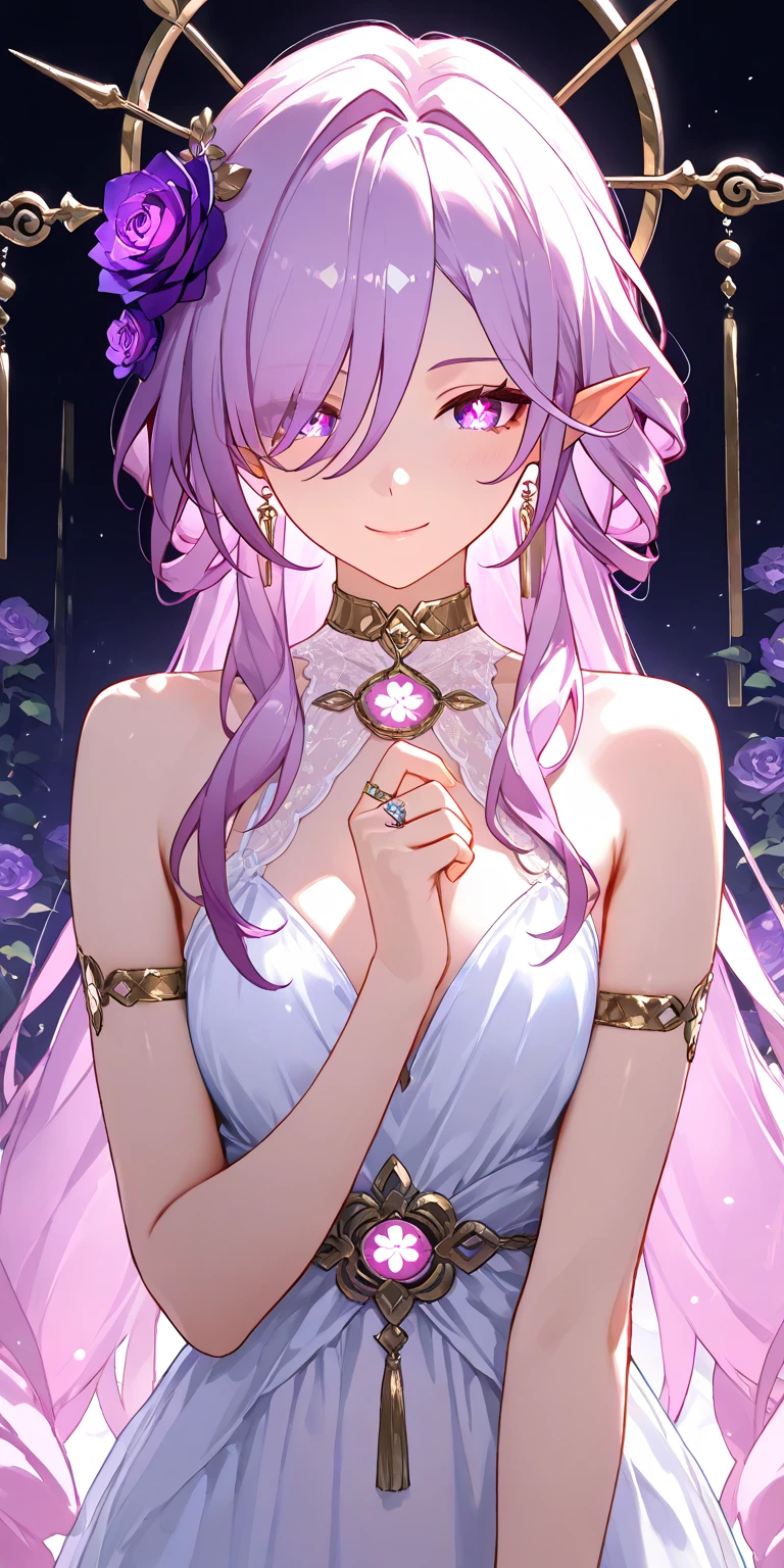 furry girl,ultra detailed fur,park,white dress,moonlight,all face blush,grin,eye close,looking at viewer