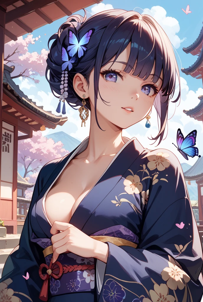 A female with small breasts, slim body, tempting body, nice  leg,  tights,  arms,  shoulders, nice cleavage, blunt bangs, black hair, silk bed, silk mattress, soft bed, silk, moonlighting, night, flowers hair piece, feathers, particles, light rays, (1girl:1.3), extremely detailed, (fractal art:1.1), (colorful:1.1), (flowers:1.3), (masterpiece, top quality, best quality, official art, beautiful and aesthetic:1.2), highest detailed, (seiza), (hand on side), (curtain background:1.3), (shiny skin), (many colors:1.4), (earrings:1.4), (tight kimono:1.2), sexy eyes, innocent, smile, sweet, beautiful, attractive body, gorgeous, pink blush, waiting, want something, secretly.