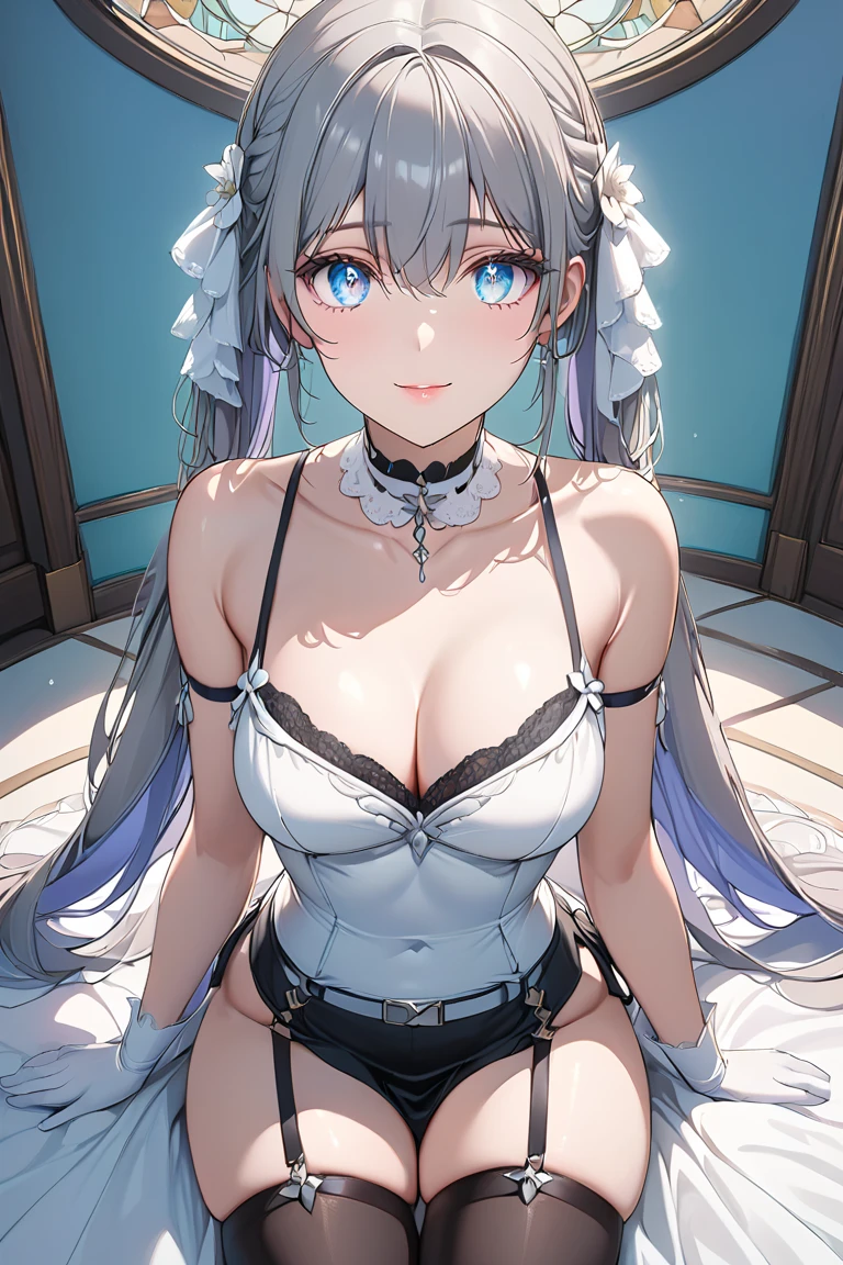 score_9, score_8_up, score_7_up, source_anime,
BREAK
1girl, solo, 
<lora:shiCindyV4:1>, shicindygacha, long hair,blue eyes, white hair, twintails, hair ornament, mini crown, hair bow, hair ribbon, hair over one eye, jewelry, white collar, bare shoulders, detached sleeves, large breasts, frills, white bra, lingerie, white dress, frilled dress, see-through dress,
<lora:shiFisheyeV1:1>, shifisheyedoor, fishdoorpov, fisheye,
looking at viewer, expressionless,