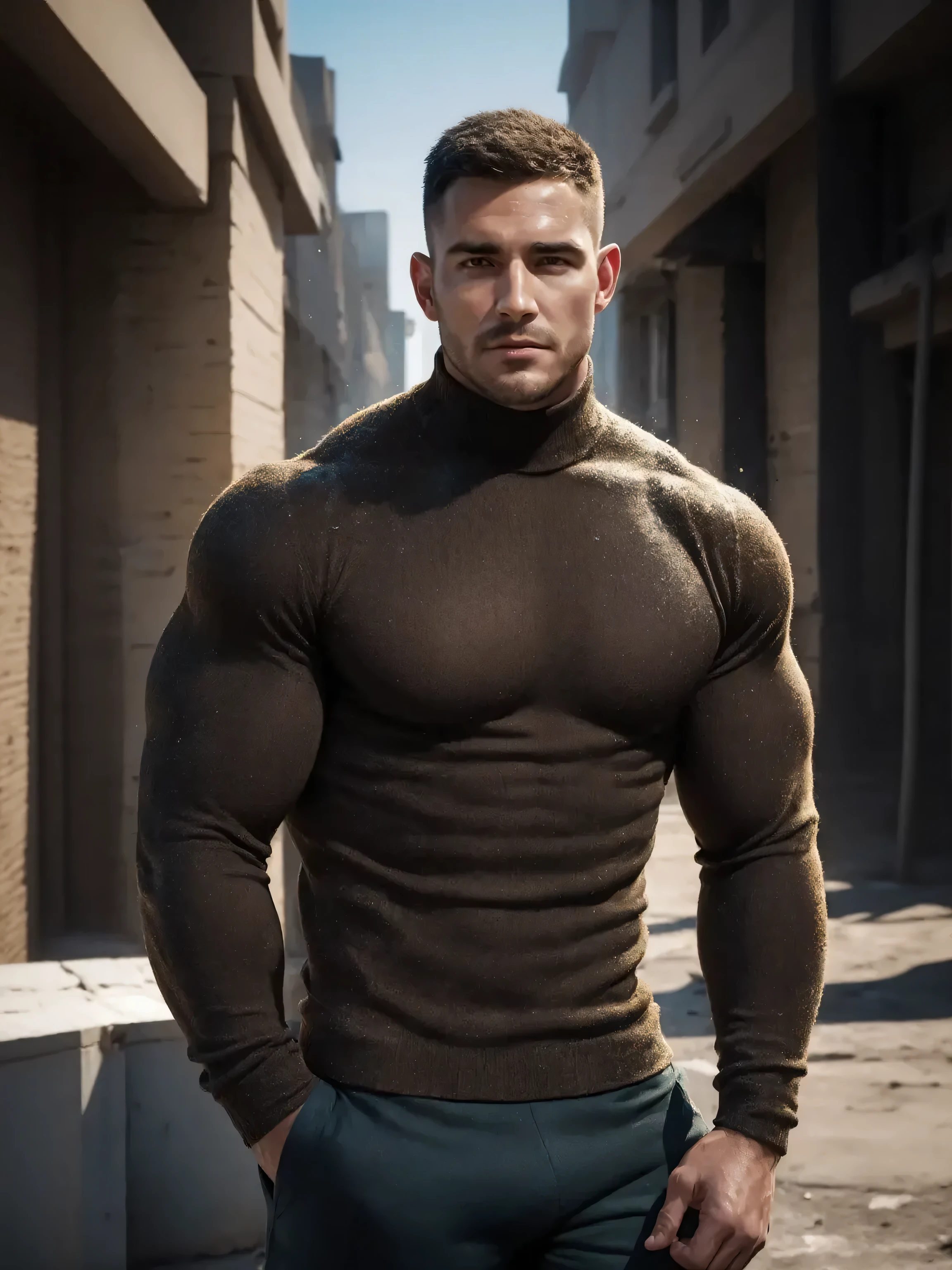 Masterpiece, denoise, void noise, one man, best quality, 8k resolution, male focus, focus only, amazing composition, volumetric lighting, super quality, elegant, Very detailed, front view, facing viewer, -----------, 35 years old, mature face, muscular, Caucasian, (((white skin, pale skin))), handsome, (detailed light-blue eyes), ((light blonde hair, messy medium hairstyle)), big ears, (hairy pectorals, thick plenty chest and body hair), (medium long beard), (((((Jim Sturgess mixed with Russell Tovey))))), (((big , perky ))), ------------, (((detailed black briefs))), ((())), ((sitting)), (((pov, chest pov)))