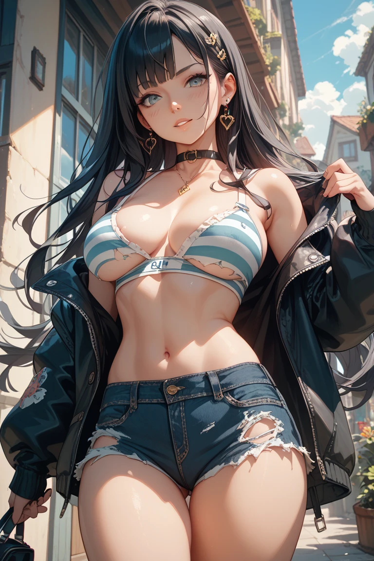 Swim ??????, jeans, jeans jacket, peak cap, street, (Upper Body: 1.3), (Raw photo, highest quality, masterpiece: 1.2), (Realistic, photoRealistic: 1.37), (Charming monkey: 1), Professional Lighting, Photon Mapping, Radio City, Physically Based Rendering, Purelos Face_ v1、