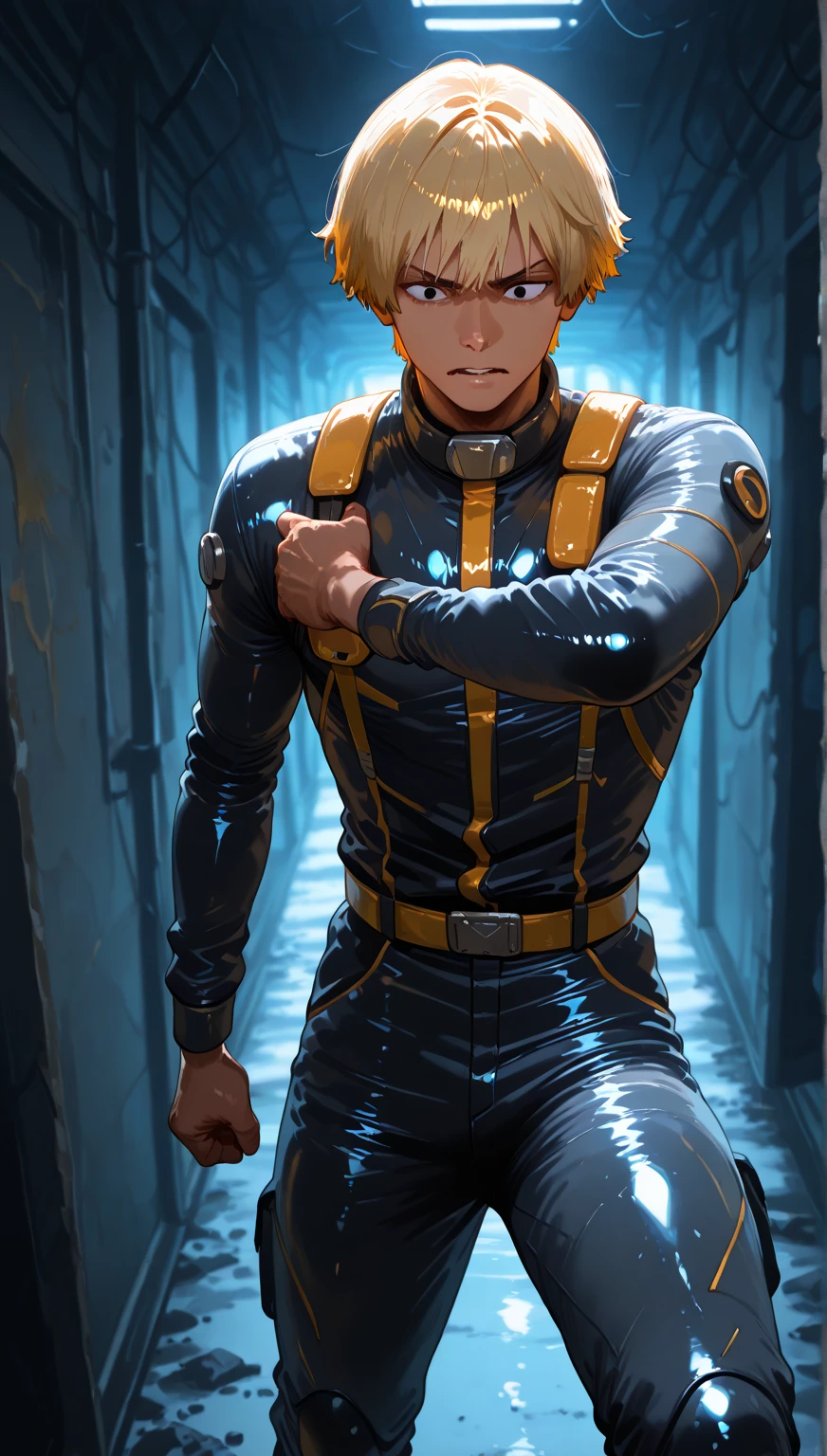 2D Shonen ，One-piece mountaineering suit，Slim, healthy body，Put the headphones on your head，stand up，goggles，Rabbit ears，Happy，Sailor collar，tie，zipper，hood，run